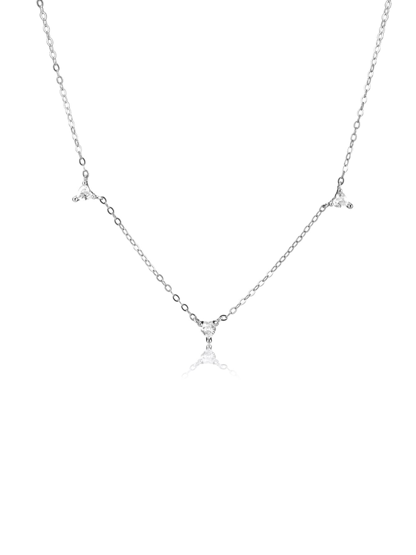 1pc Fashion Cubic Zirconia Decor Sterling Silver Necklace For Women For Gift