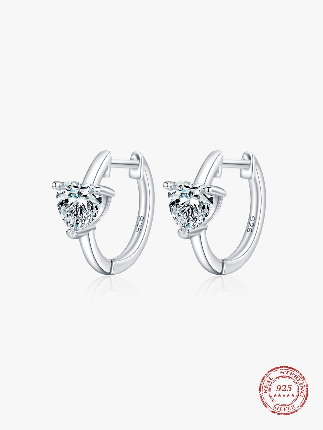 Solid 925 Sterling Silver Romantic Heart Shaped Cz Stud Earrings For Women, Bridal Engagement Wedding Jewelry Gifts