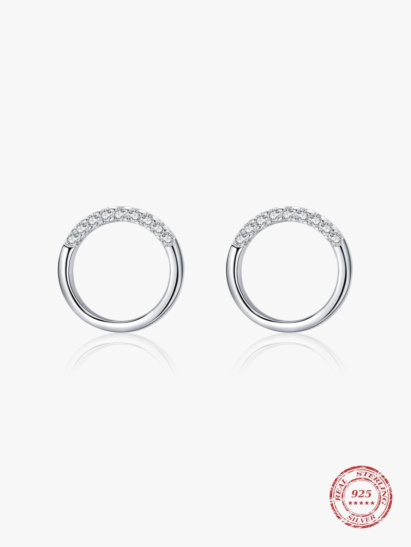 S925 Sterling Silver Fashionable Minimalist Geometric Circle Stud Earrings For Women, Gift For Wedding & Engagement