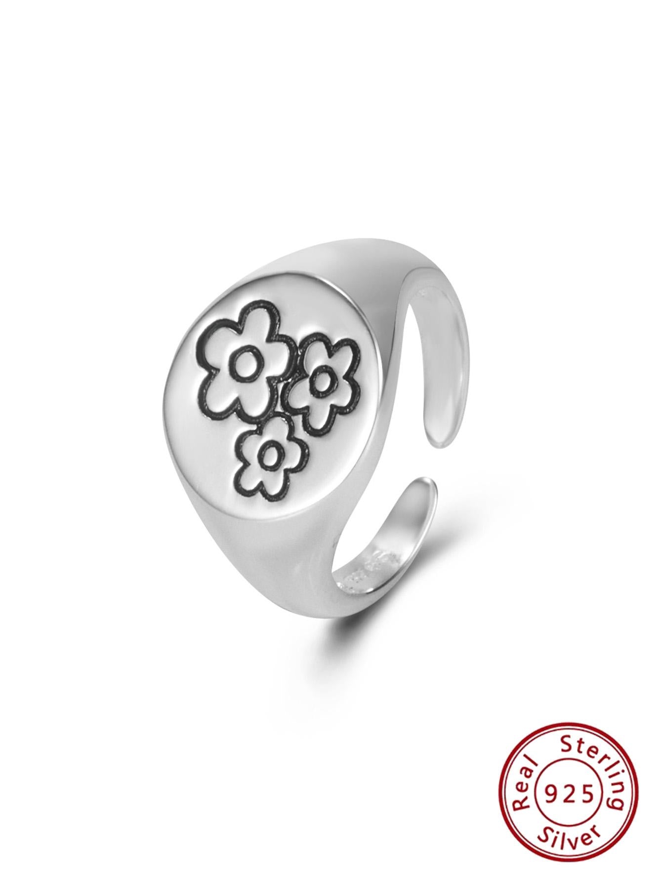 unique retro small flower daisy 925 sterling silver chrysanthemum open ring fashion niche all-match jewelry