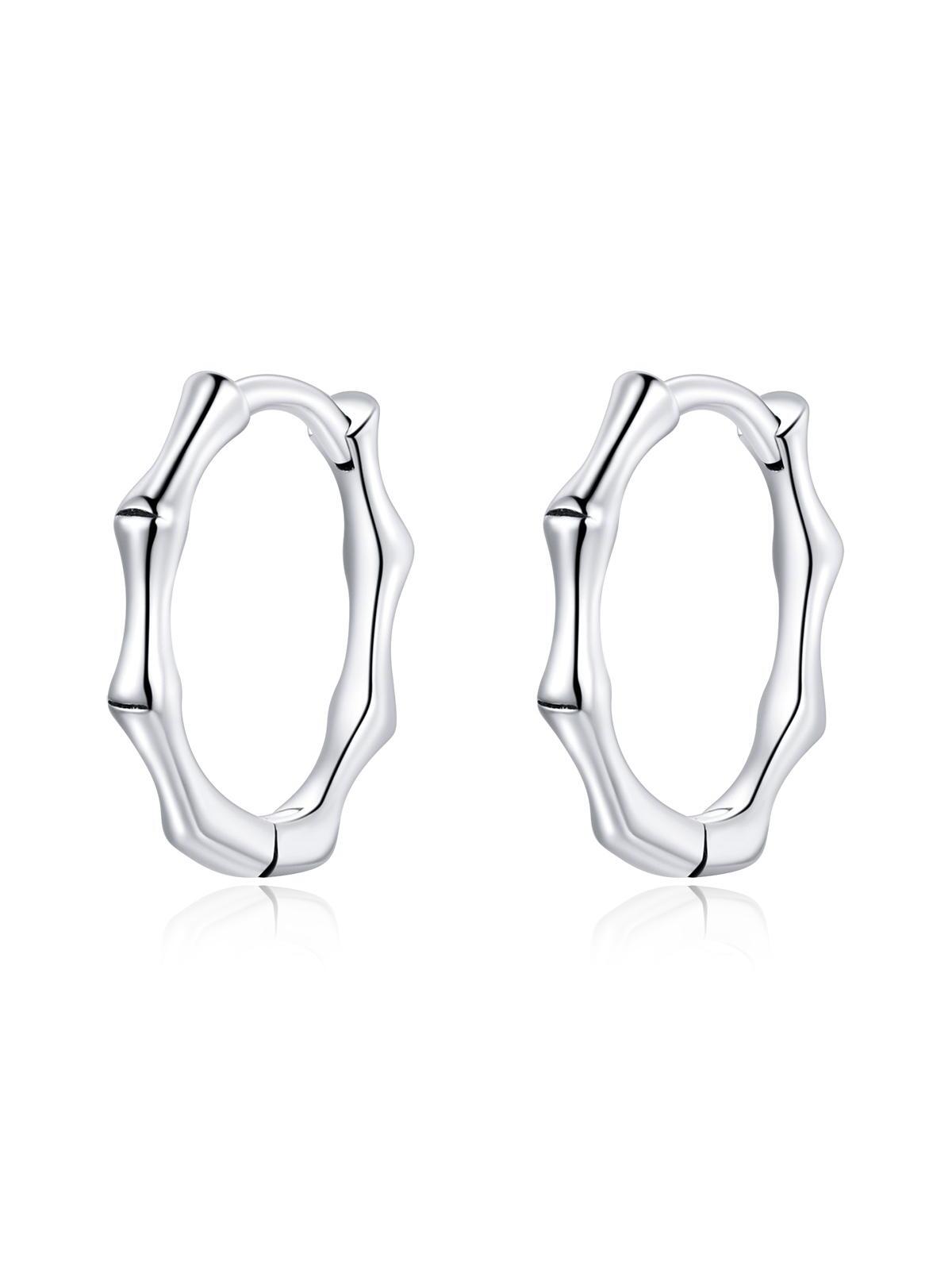 1pair 925 Sterling Silver Bamboo Earrings Stud Earrings for Women Men Silver Fashion Hypoallergenic Jewelry