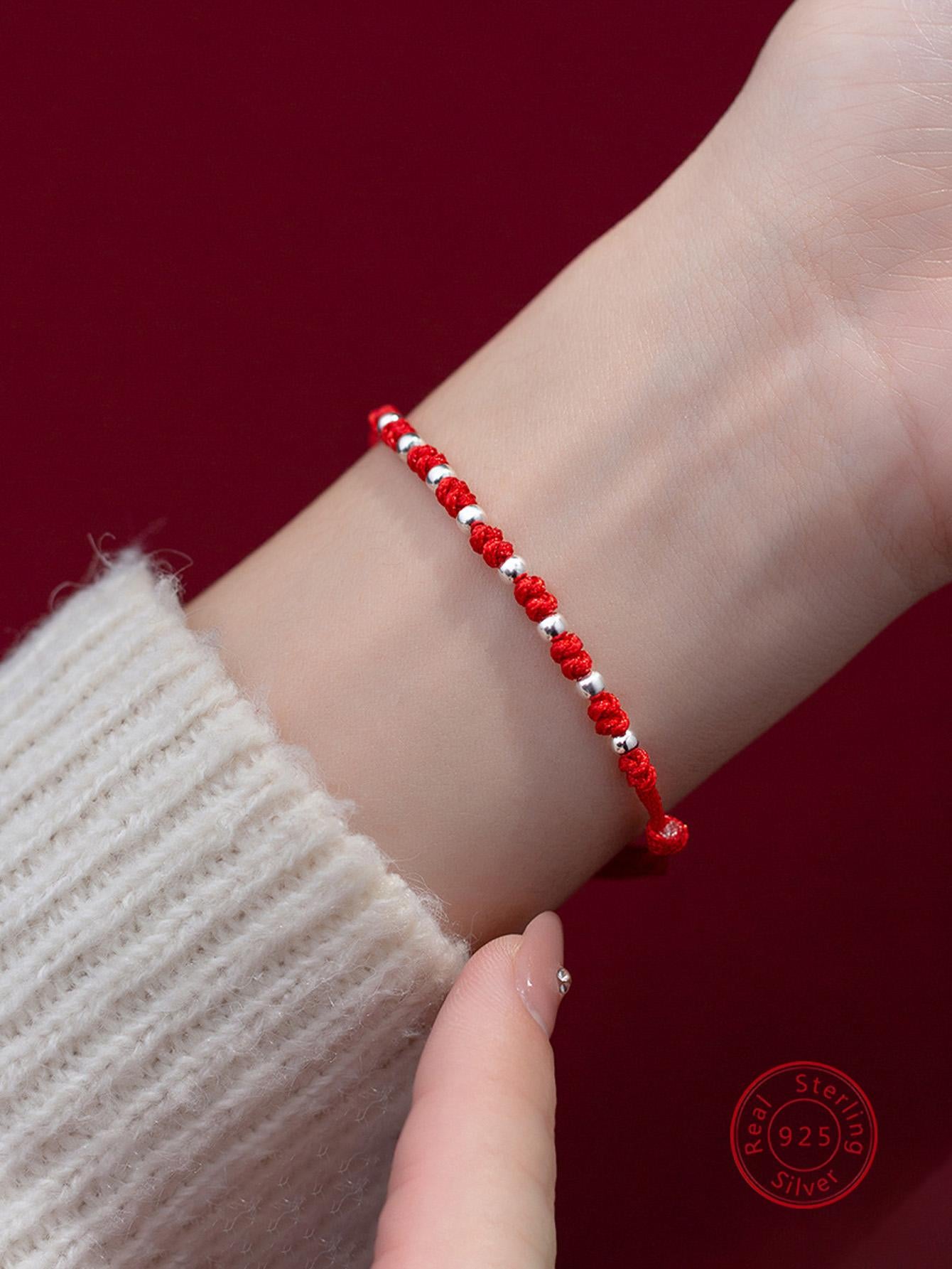 Two Tone Sterling Silver Beaded Bracelet