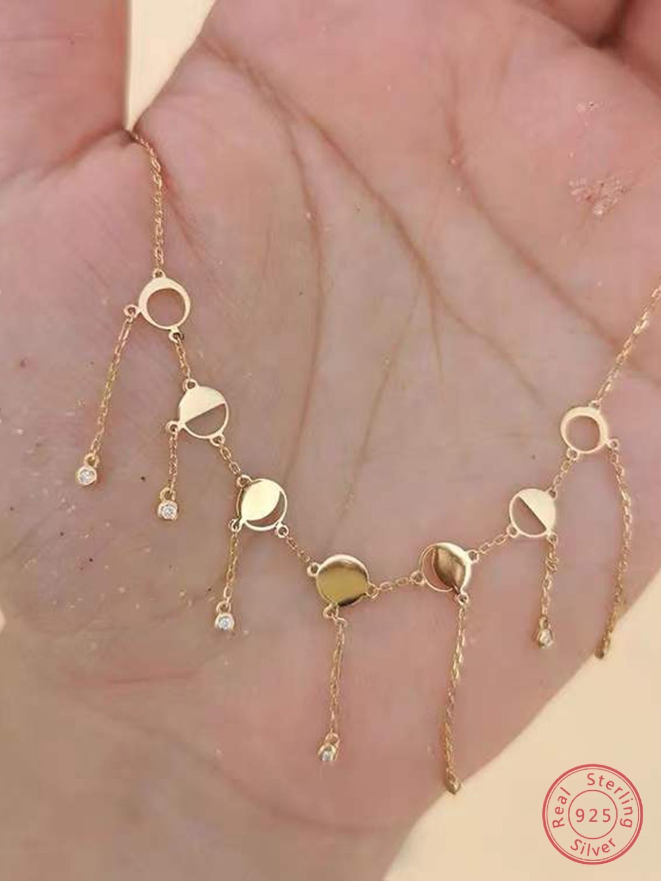 1pc Fashionable Delicate S925 Sterling Silver Korean Style Simple Fairy Forest Design Chic Collarbone Pendant Necklace