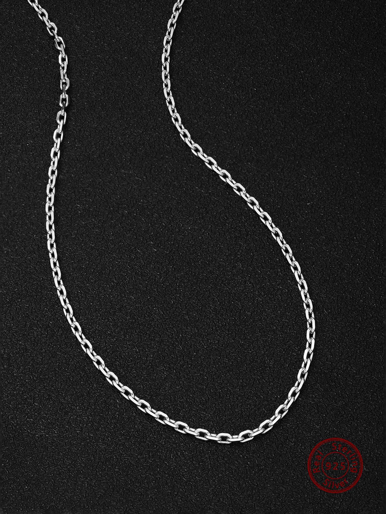 1 piece of Sterling Silver 2mm Cut Cable Chain Necklace for Men