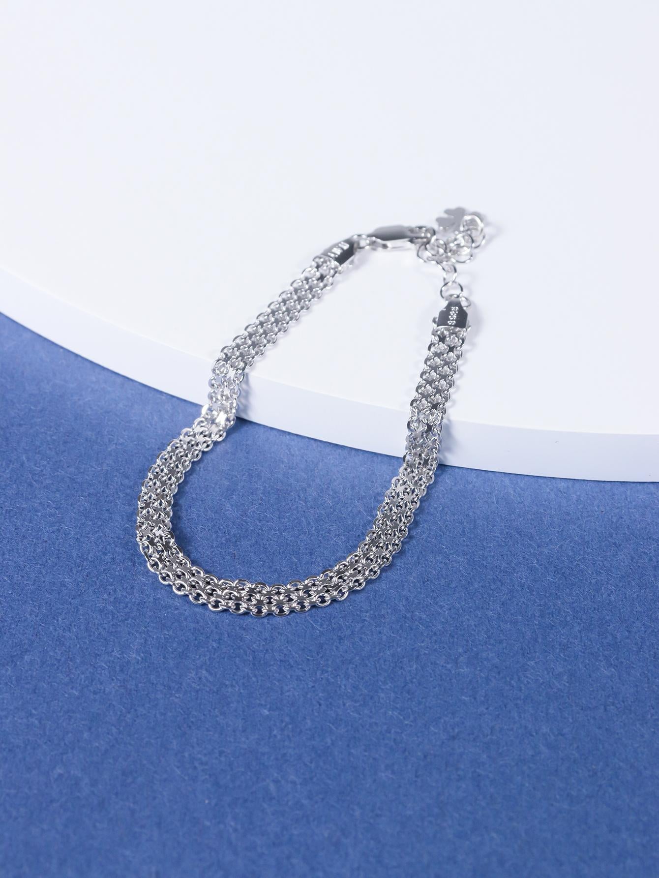 1pc Clover Shape Pendant Chain Bracelet For Women, Suitable For Everyday Wear