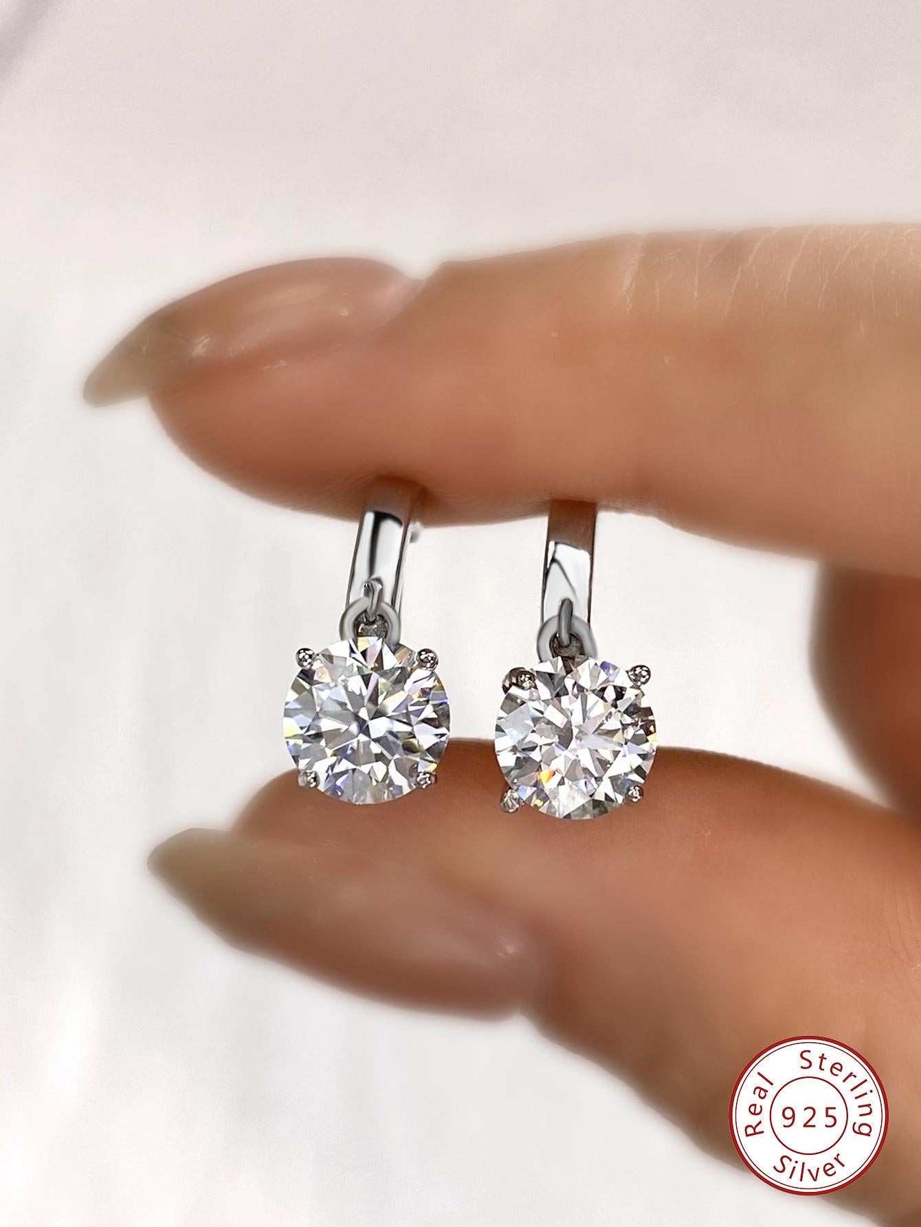 1 Pair of Elegant Luxury Laboratory-created Moissanite Drop Earrings for Women Sterling Silver Engagement Wedding Earrings Trend Fine Jewelry Anniversary Gift