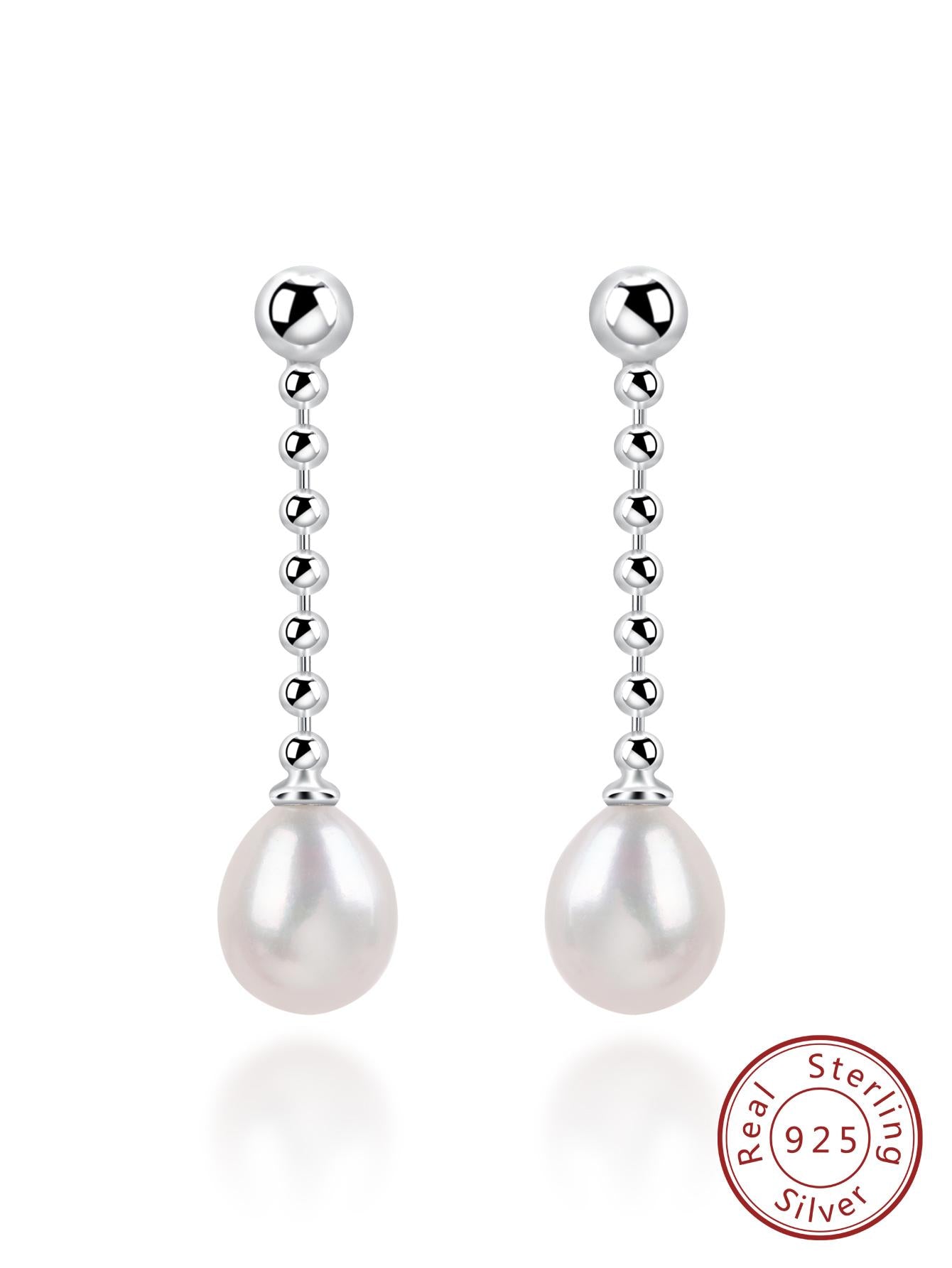 1 Pair 925 Silver Artificial Pearl Light Luxury Design Quality Earrings