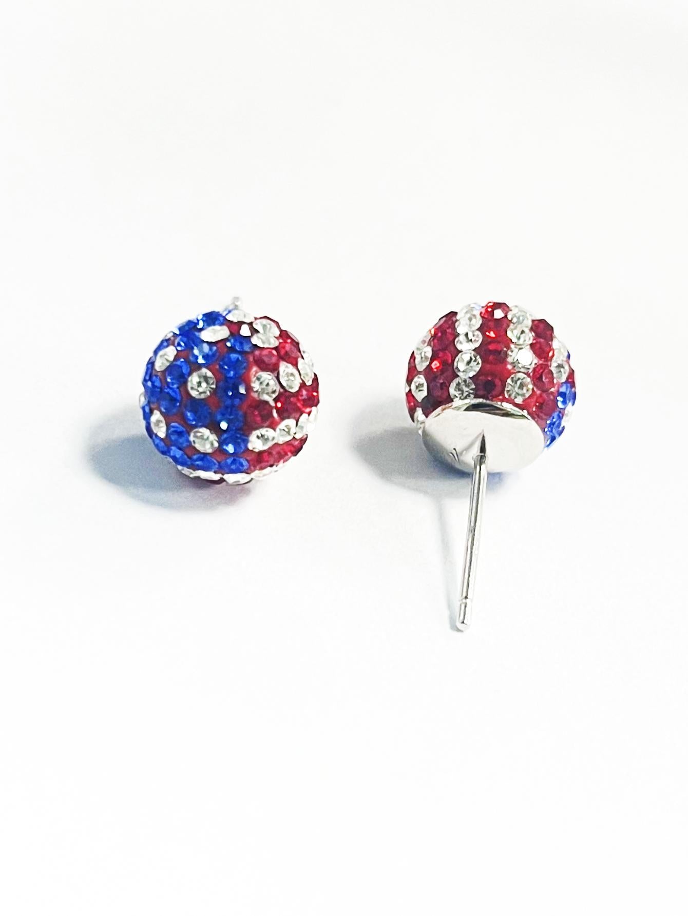 Usa Independence Day Women's Flag Pattern Crystal Ball Earrings