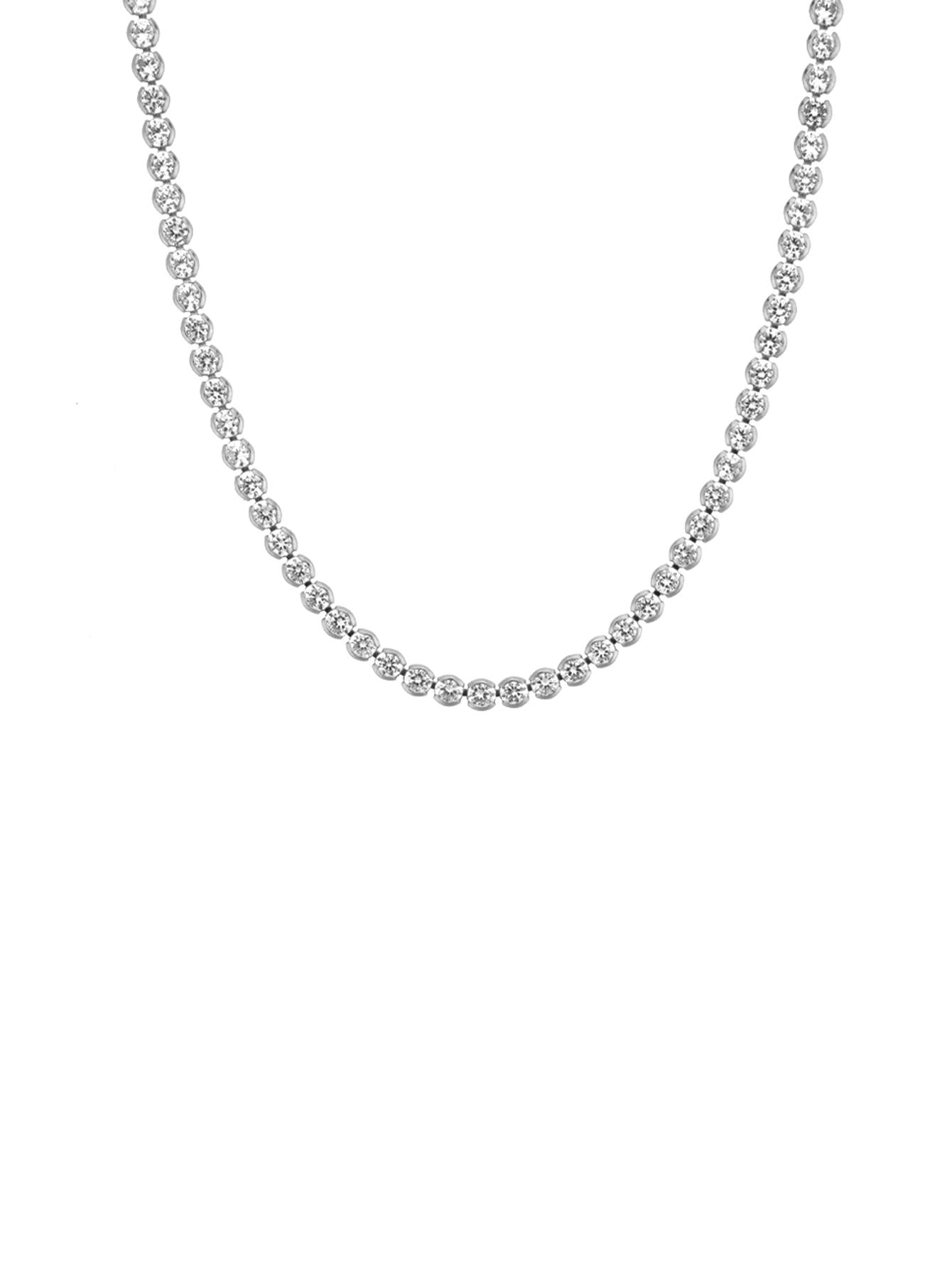 1pc Elegant Luxury 925 Silver Cubic Zirconia Chain & Diamond Set Necklace For Women, Party Anniversary Gift