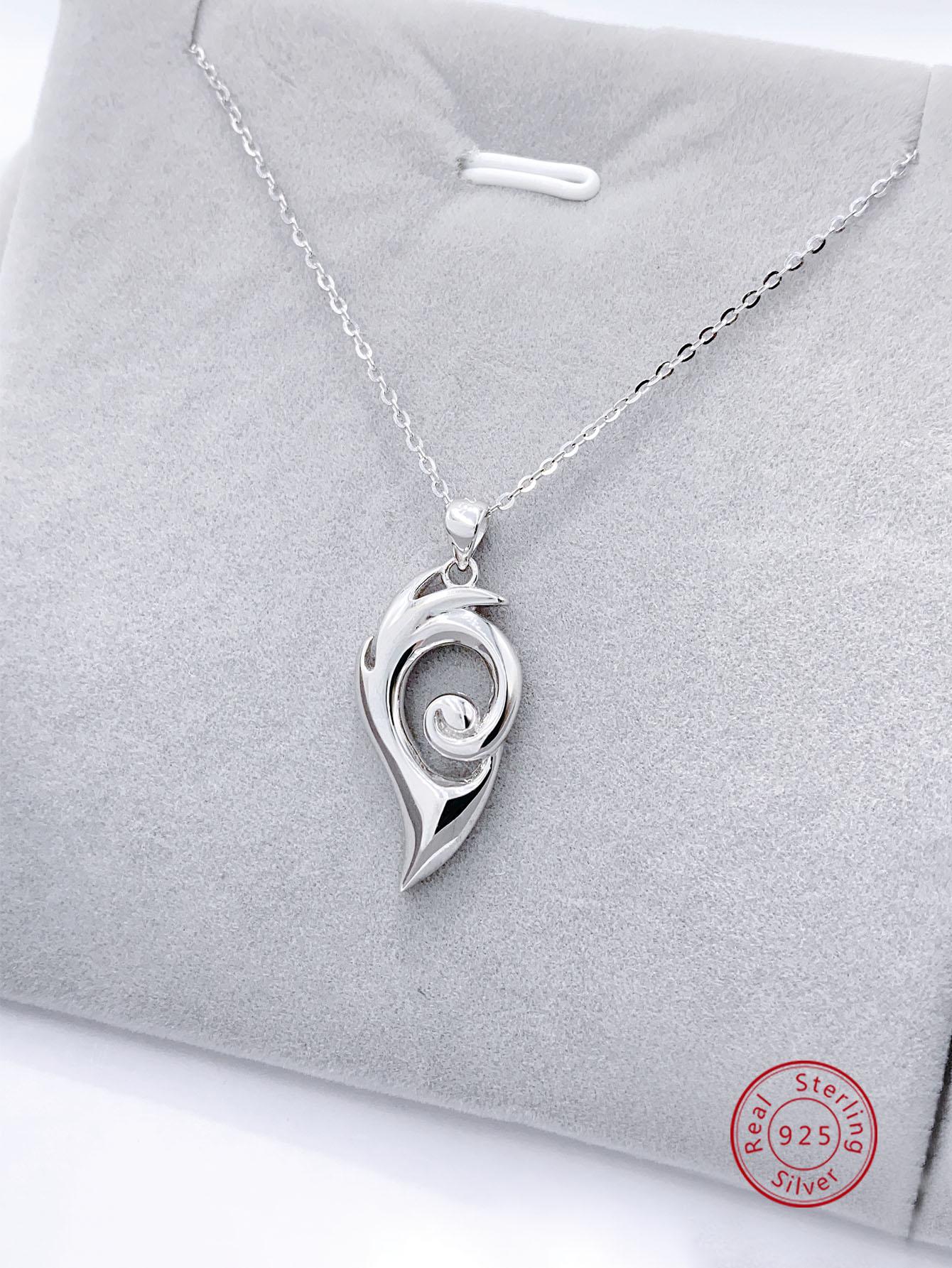 1pc Fashionable And Delicate 925 Silver Love Promise Pendant Necklace, Ideal For Date Gift