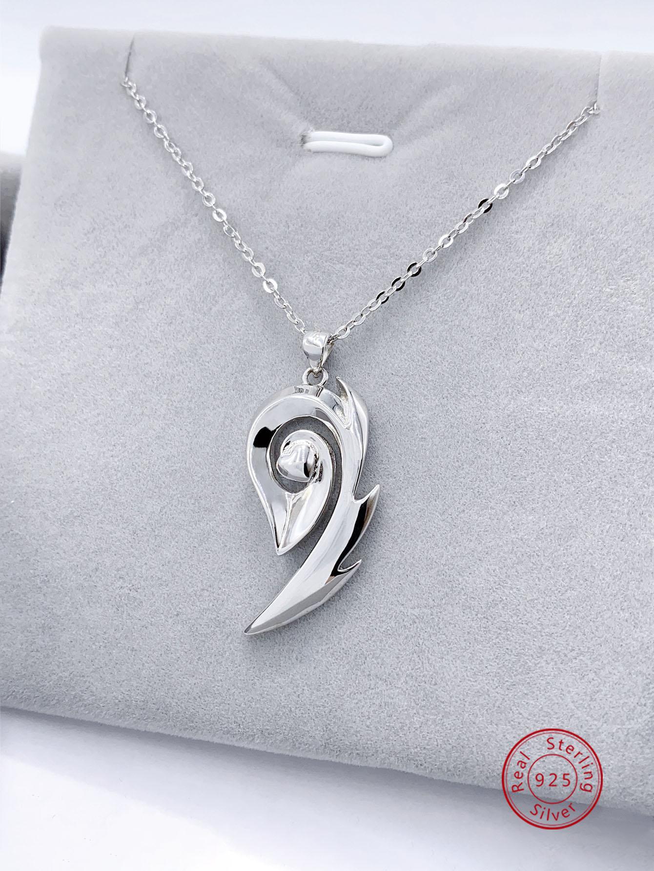 1pc Fashionable Delicate 925 Silver 'promise Of Love' Pendant Necklace, Suitable As Anniversary Gift