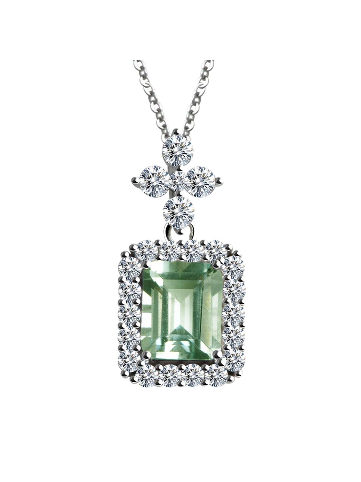 Women's S925 Silver Green Crystal Pendant Necklace, Fashionable Simple Colorful Gemstone Jewelry, Ideal Gift For Girls