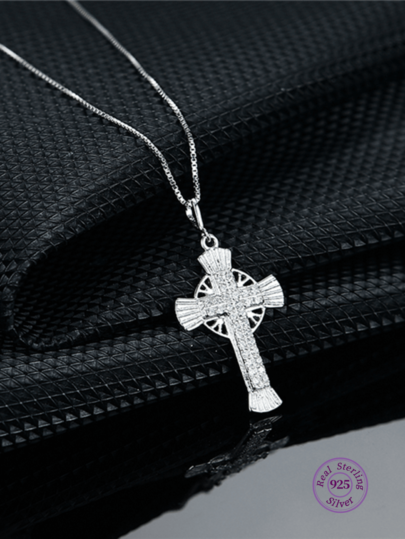 1pc 925 Silver & White Zirconia Cross Pendant Necklace Suitable For Women's Daily Wear