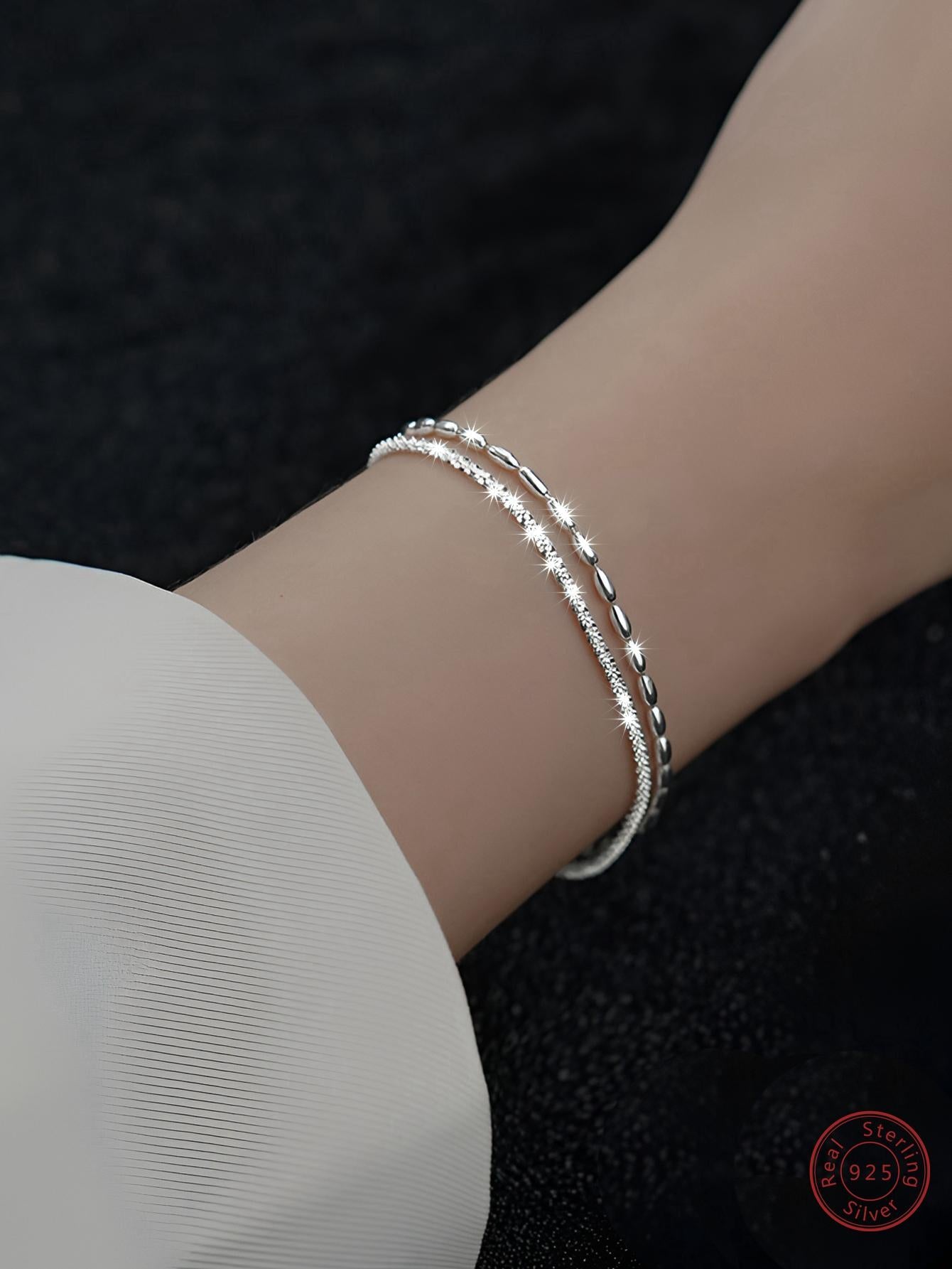 1pc 925 Sterling Silver Starry Sky Design Simple & Shiny Chain Bracelet Suitable For Date, Festival, Dinner Party