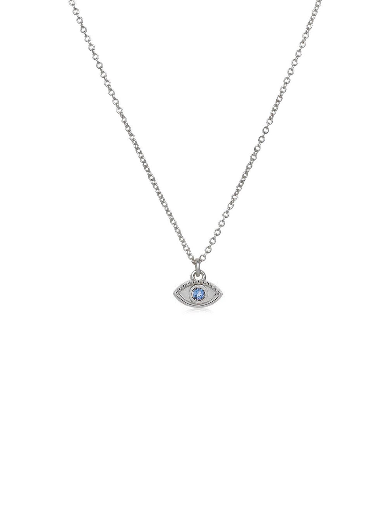 1pc Fashion Sterling Silver Cubic Zirconia Decor Eye Pendant Necklace For Women For Anniversary Gift