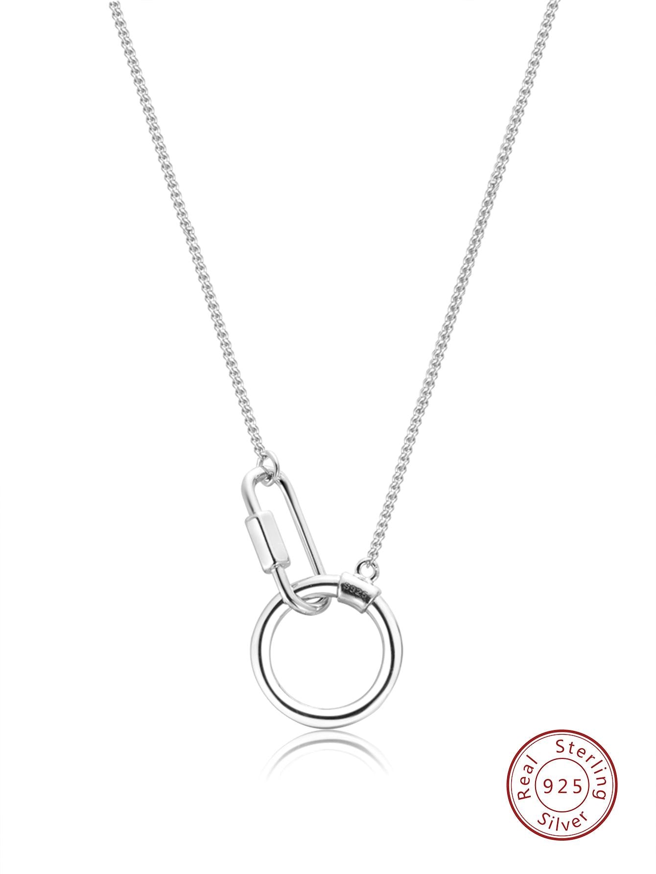 1pc Circle 925 Sterling Silver Pendant Necklace For Women, Anniversary Gift