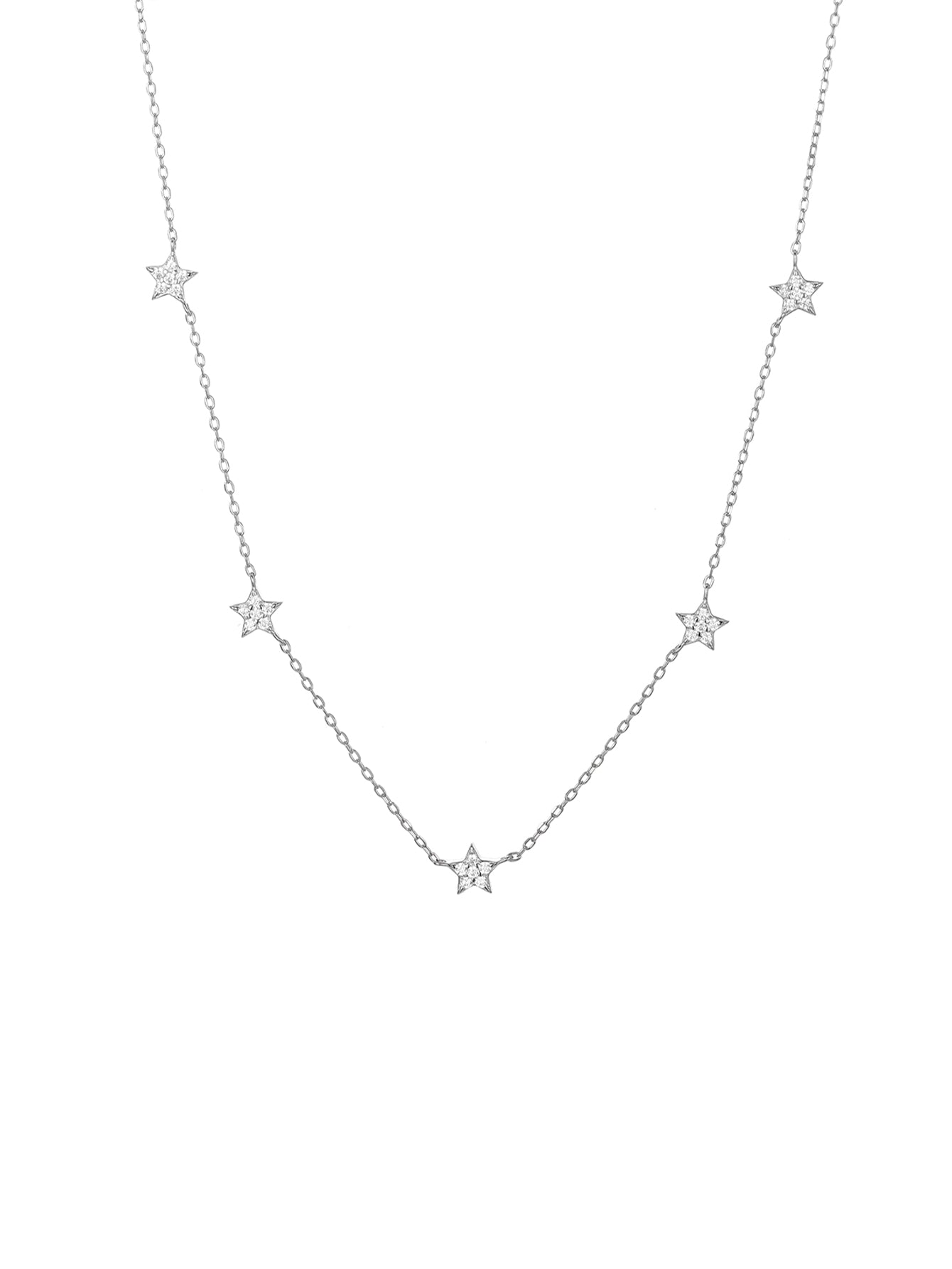 1pc Elegant Sterling Silver Cubic Zirconia Decor Star Chain Necklace For Women For Gift