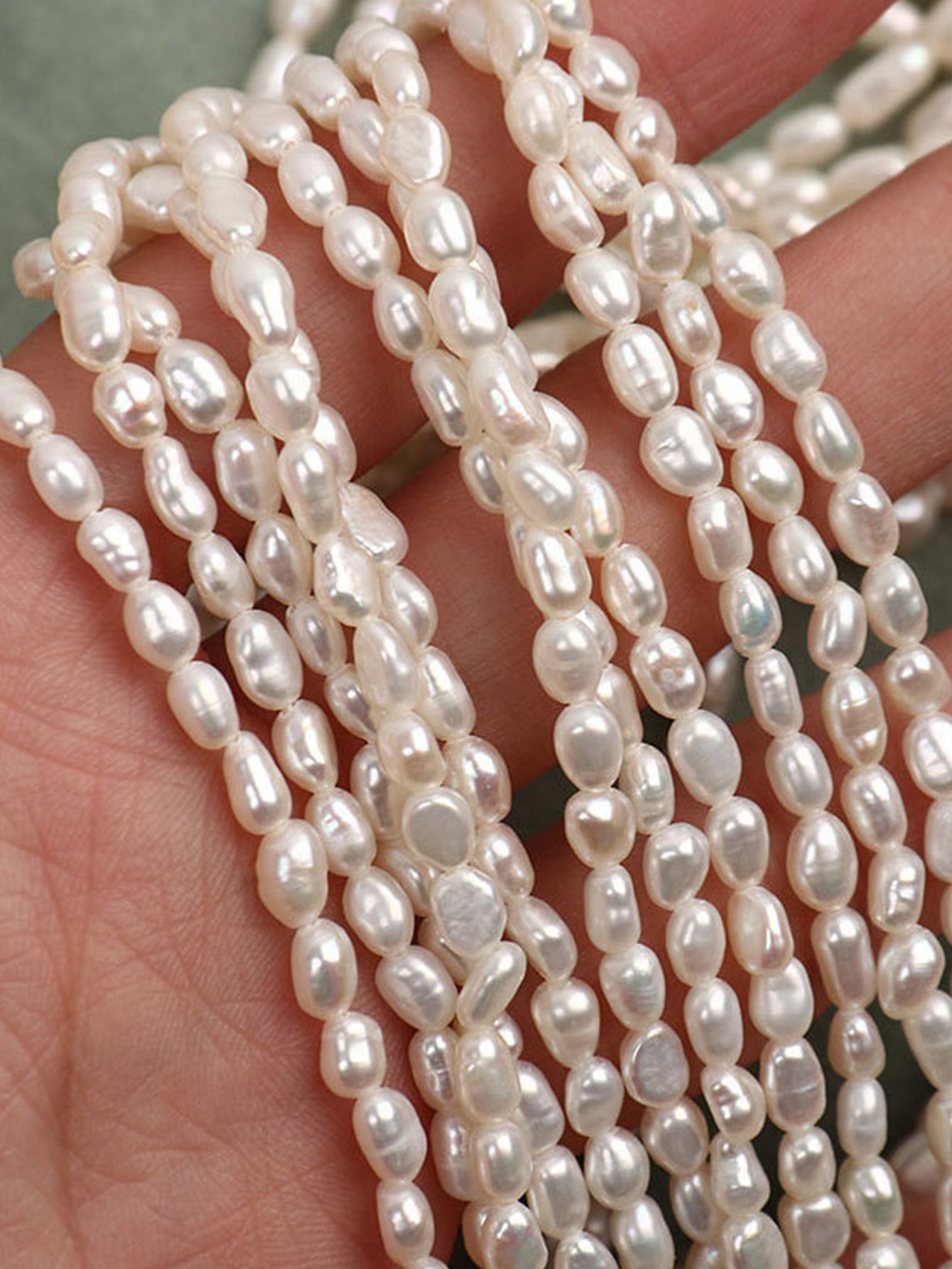 1pc Strand Of Cultured Pearls, 4-4.5mm, Irregular Shape, High Luster, Dual Side Drilled Loose Pearl Beads, For Diy Beading