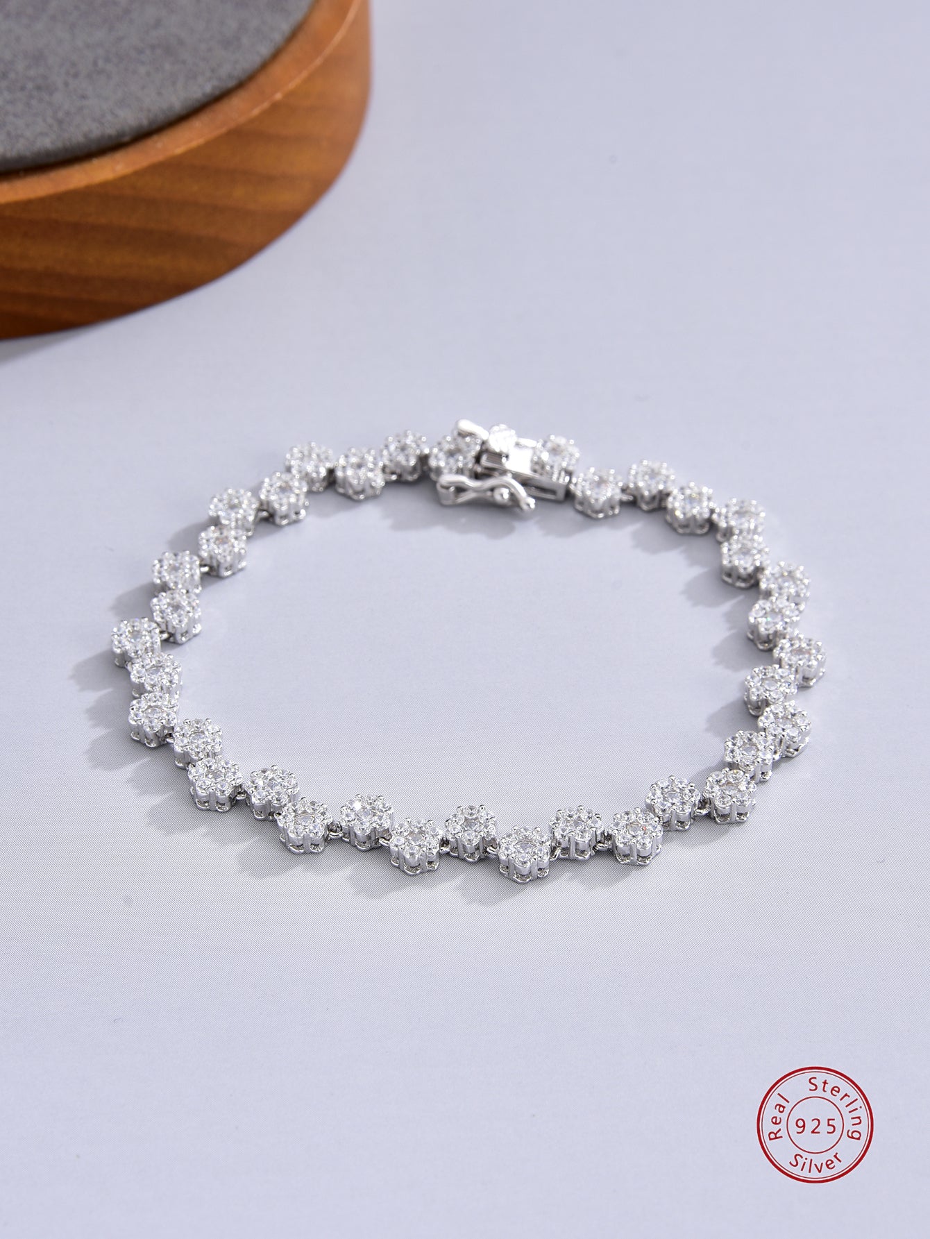 1pc Artificial Cubic Zirconia 925 Silver Bracelet