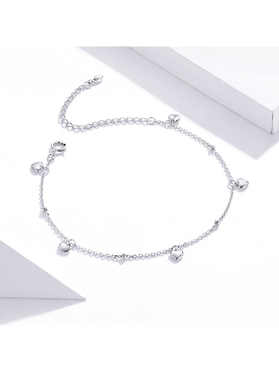 1pc Chain Bracelet Sterling Silver Loving Heart Link bracelet Fine Jewelry Anti-allergy Gifts for Girl