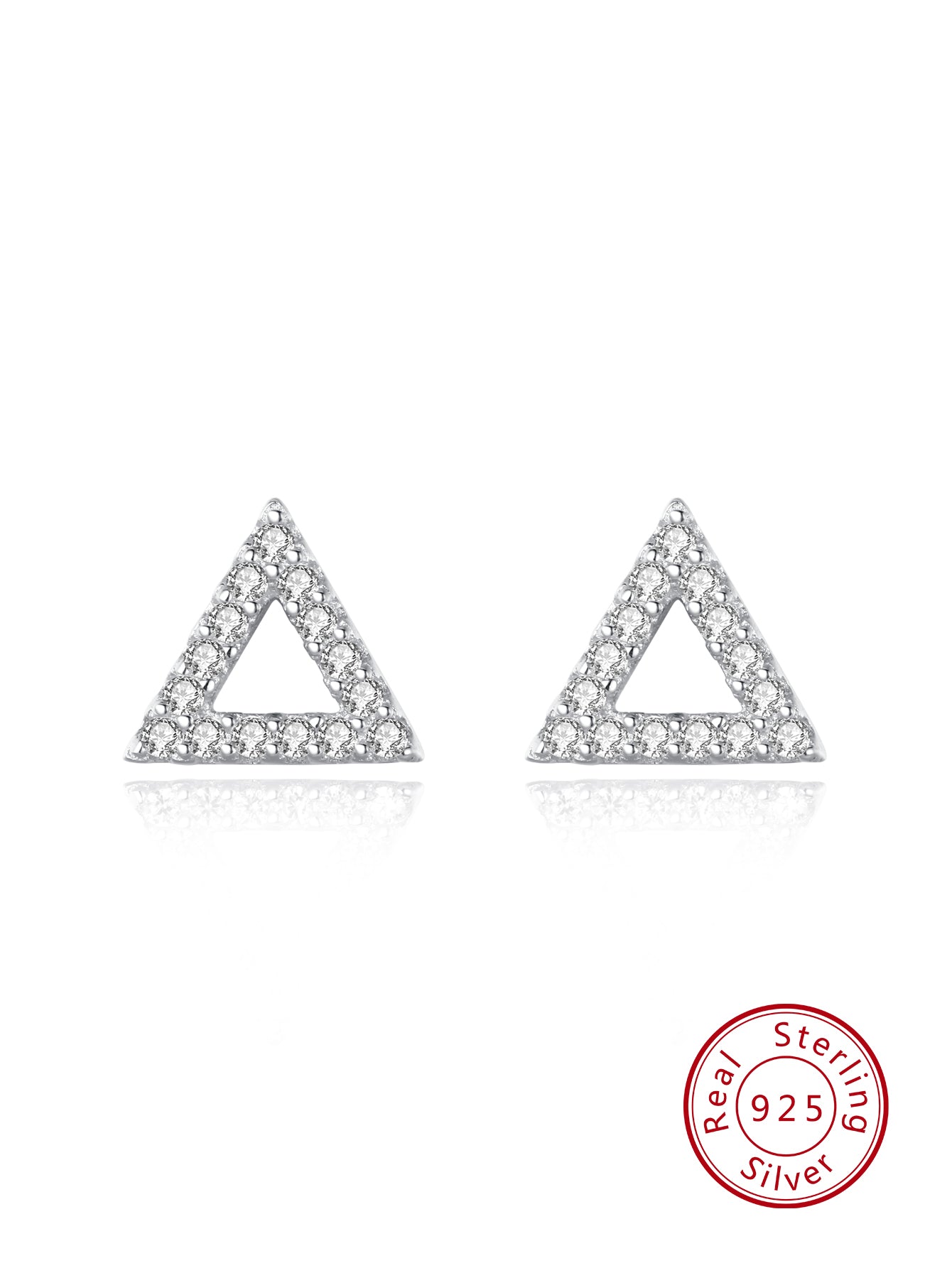 1pair Elegant & Fashionable 925 Sterling Silver Artificial Simple Triangle Stud Earrings For Women, Gift