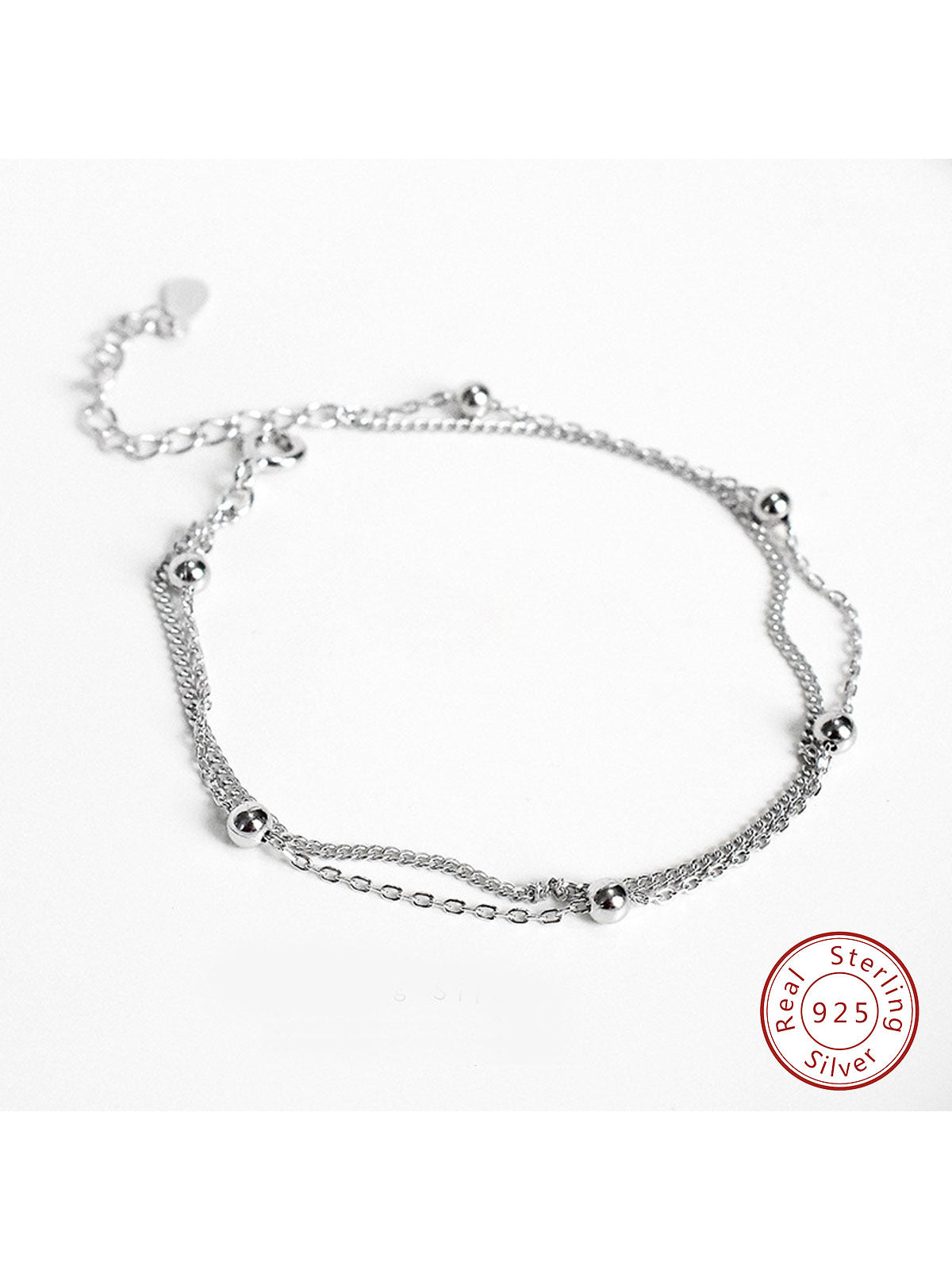 1pc 925 Sterling Silver Double-layered Chain Bracelet For Women, Simple & Fashionable Jewelry Accessory