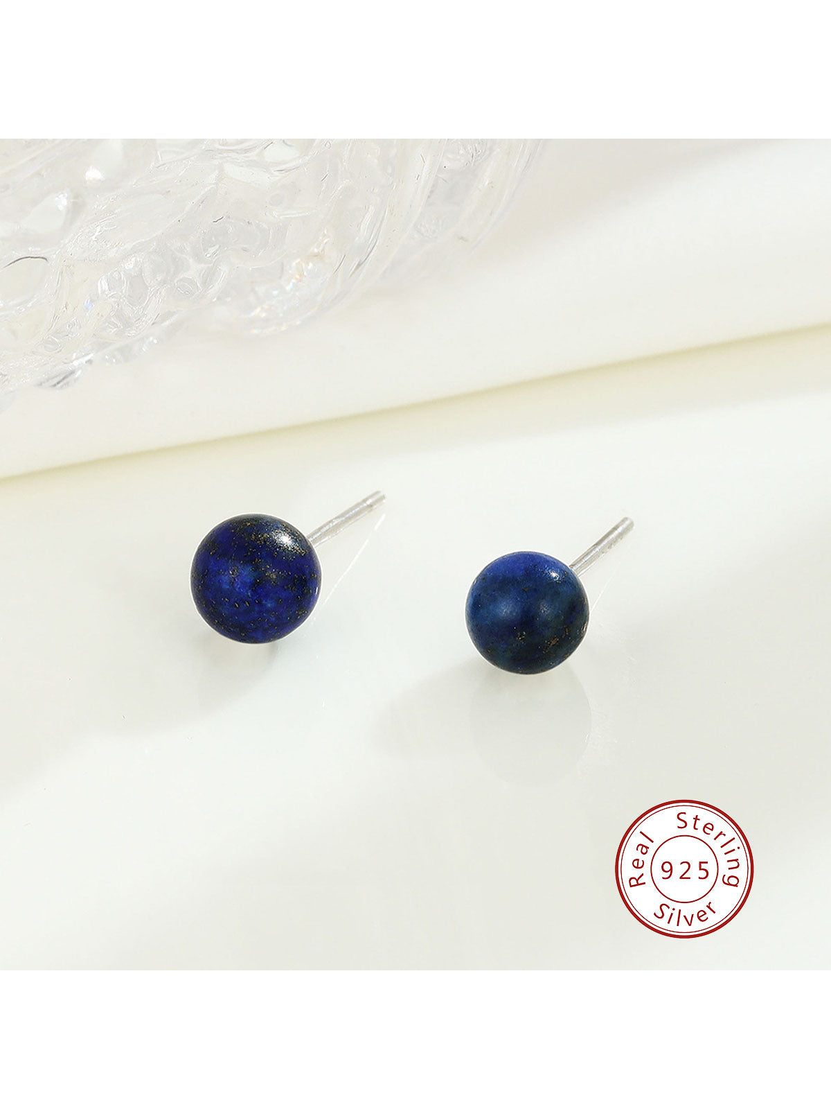 1pair 925 Sterling Silver Blue Stone Stud Earrings, Fashionable And Versatile Crystal Jewelry For Women