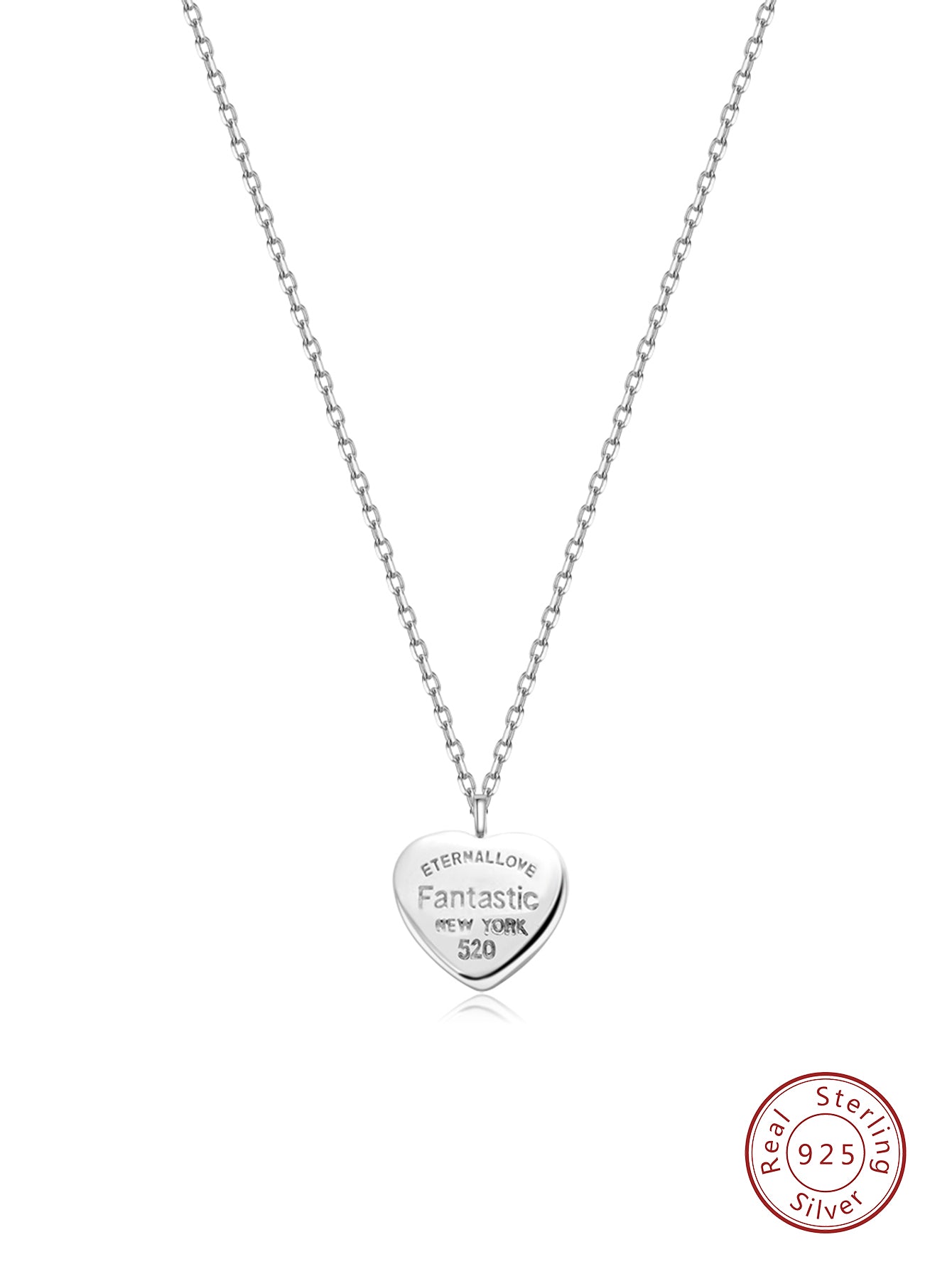 1pc Letter & Heart Shaped Pendant 925 Sterling Silver Necklace For Women, Anniversary Gift