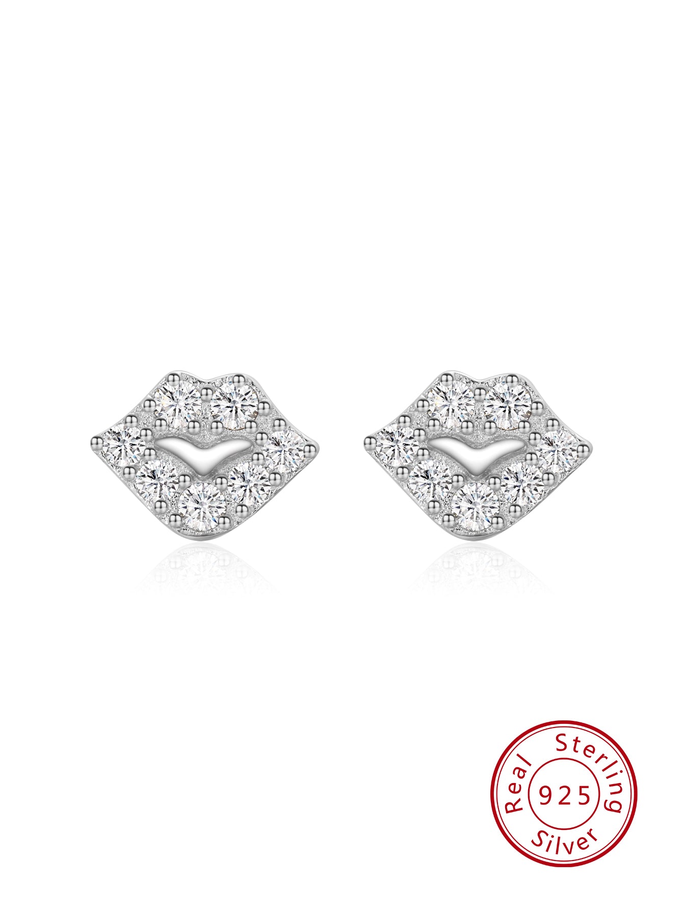 1pair 925 Sterling Silver Stylish & Sexy Lip Line Design Stud Earrings Suitable For Women's Wedding