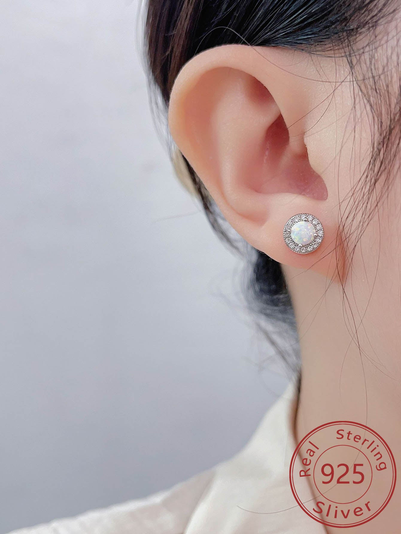 1 Pair Simple S925 Sterling Silver Round Cubic Zirconia Stud Earrings Suitable For Women's Daily Wear