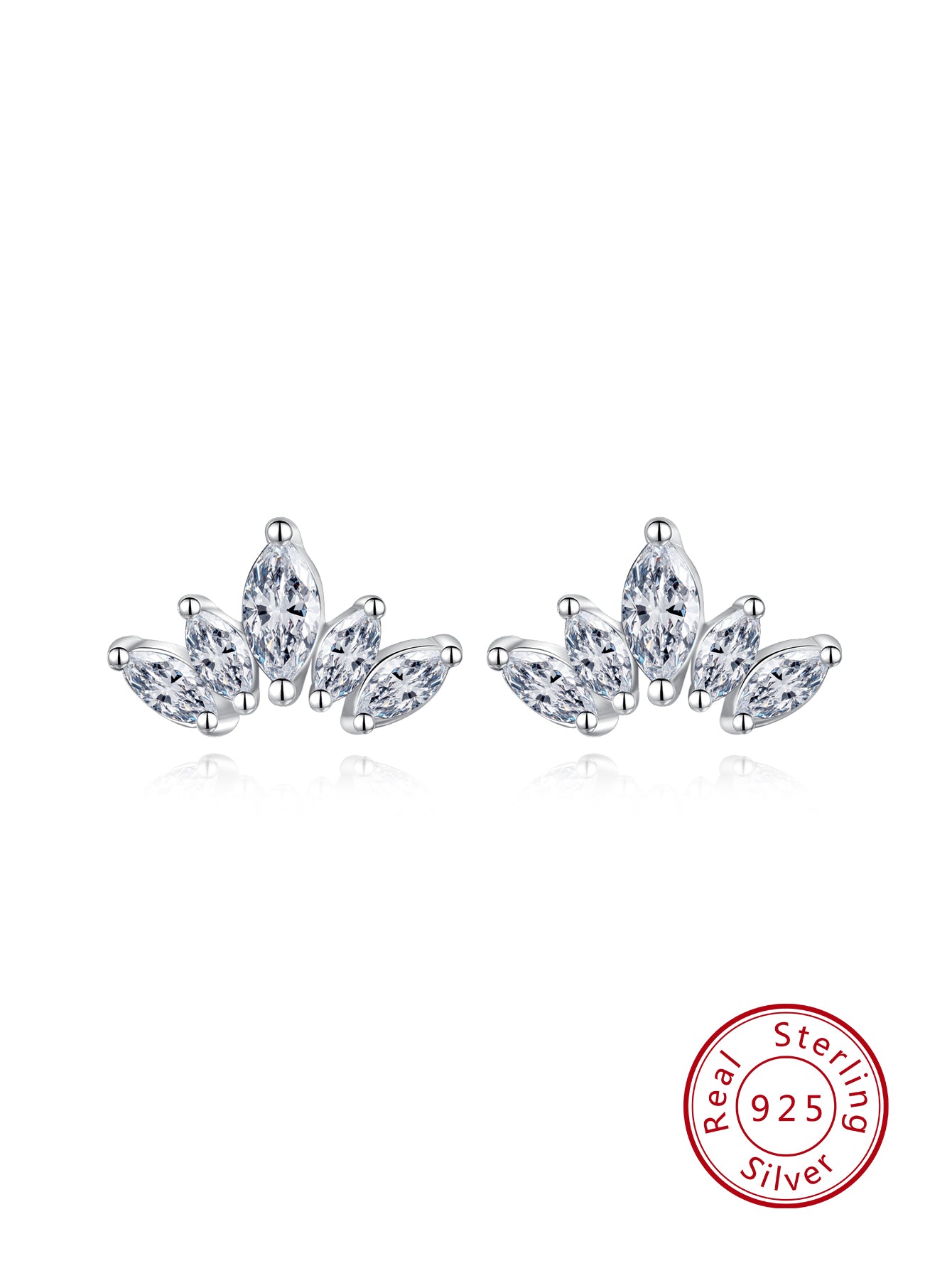 1pair Elegant & Simple S925 Pure Silver Cubic Zirconia Stud Earrings Suitable For Women