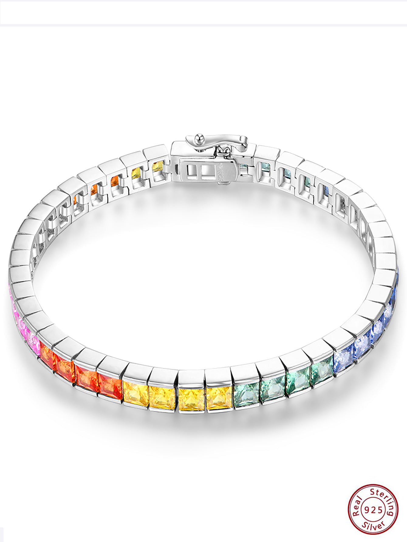 1pc 925 Sterling Silver Fashionable Gorgeous and Delicate Colorful Bracelet Gift for Wife Girlfriend