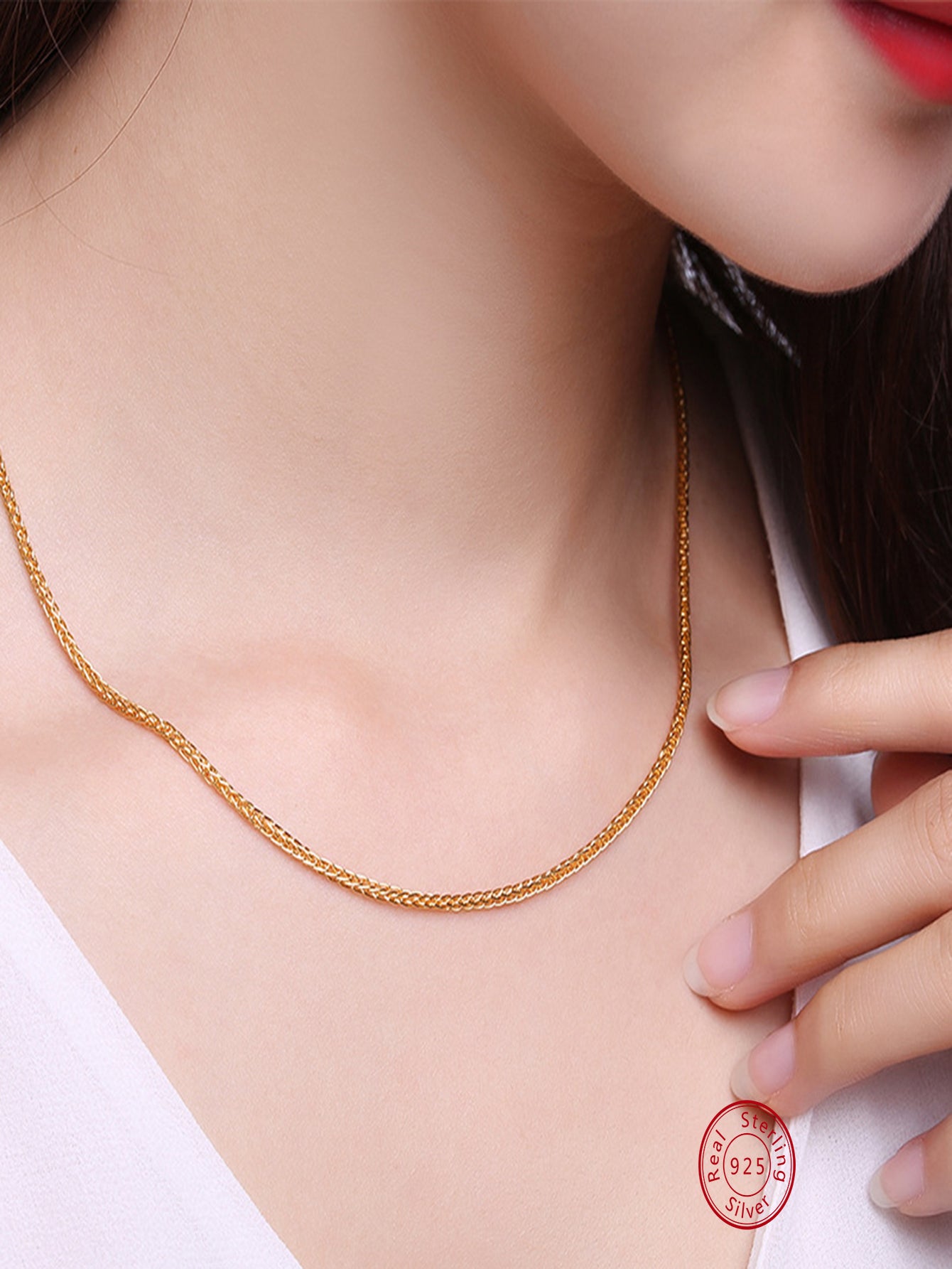 1pc Ins Style Simple & Versatile Shiny & Unique & Personalized Clavicle Chain, 1mm S925 Sterling Silver Necklace For Women, Festival Gift