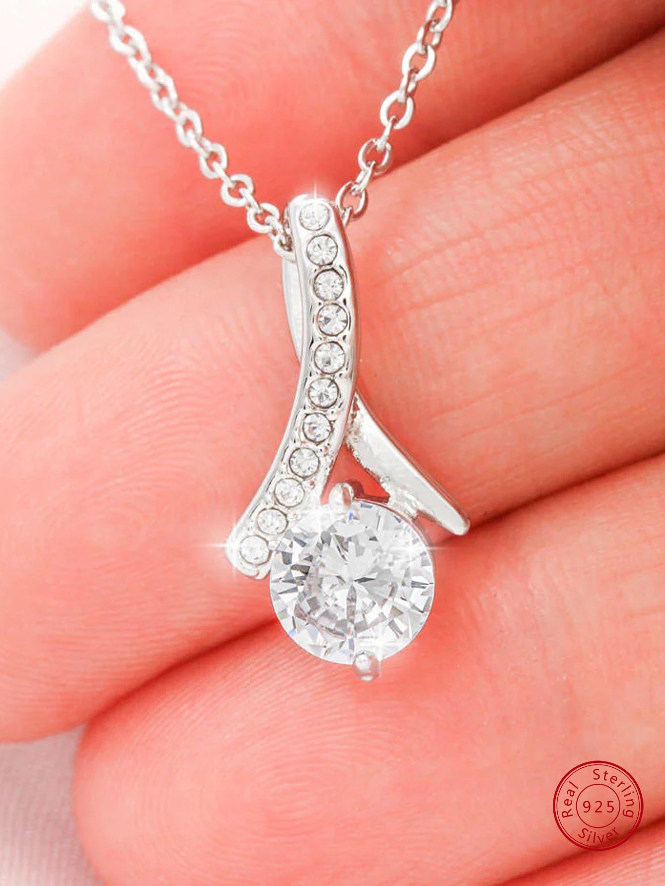 1pc Fashionable S925 Sterling Silver Diamond Cubic Zirconia Pendant Necklace European USA Style Collarbone Chain For Women Mother's Gift