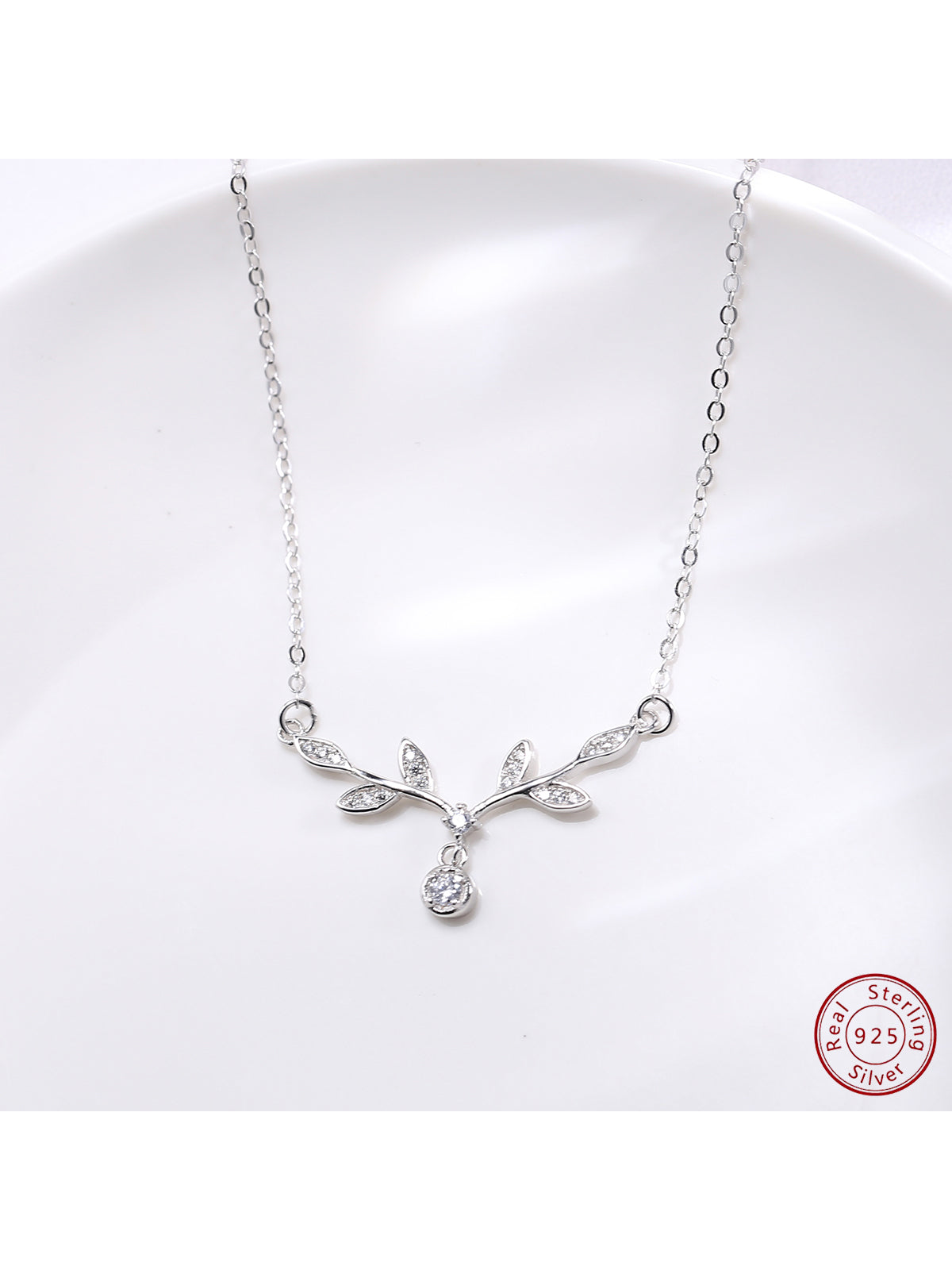 1pc S925 Sterling Silver Leaf Necklace