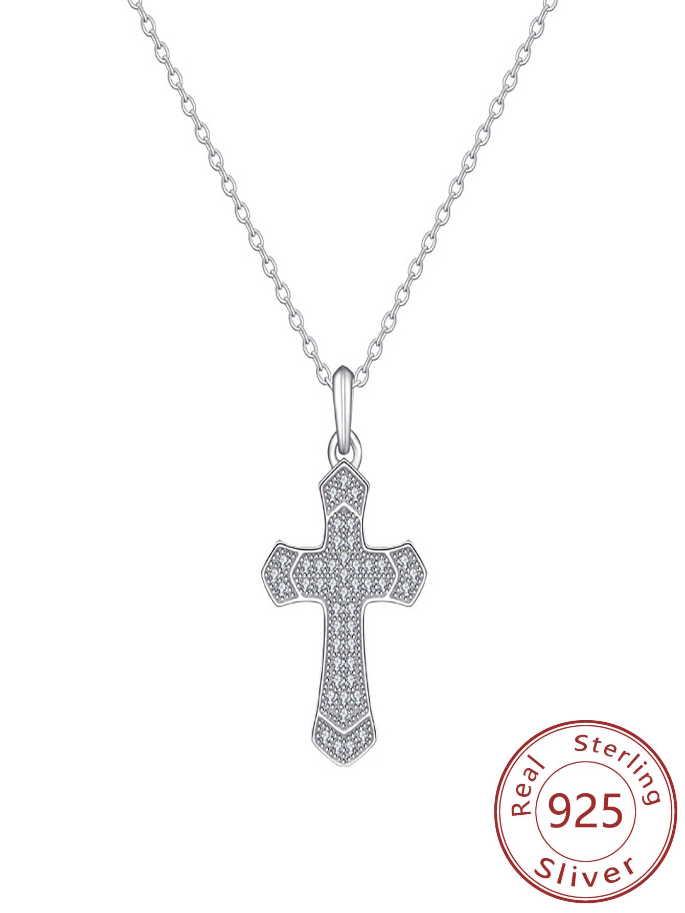 1pc New S925 Sterling Silver Personality Cross Pendant Elegant Women's Clavicle Chain