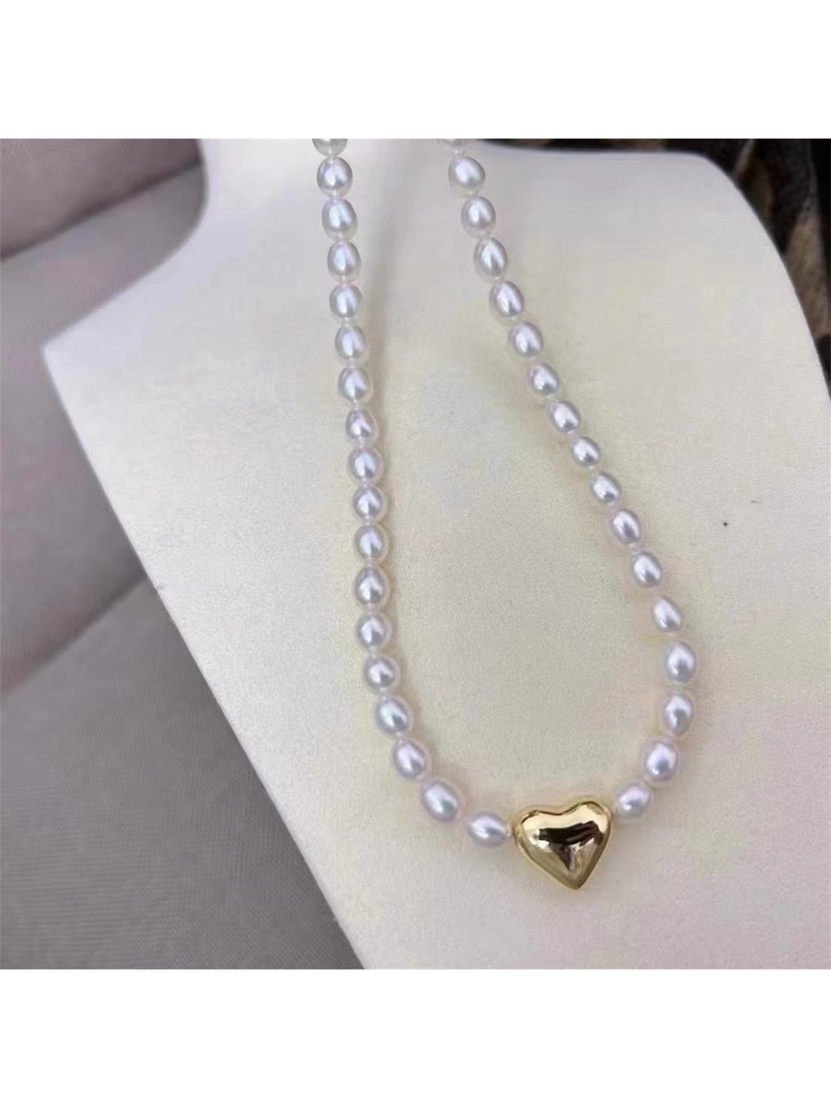 1pc Cultured Pearl Heart Beaded Necklace Suitable For Women's Daily Wear