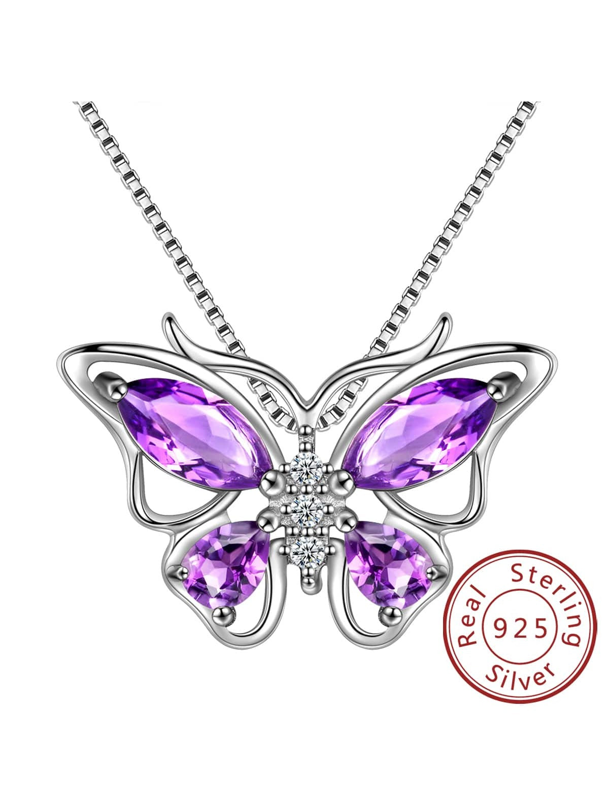 Gorgeous Butterfly Shaped Birthstone Pendant Necklace, Suitable For Women's Banquet--1