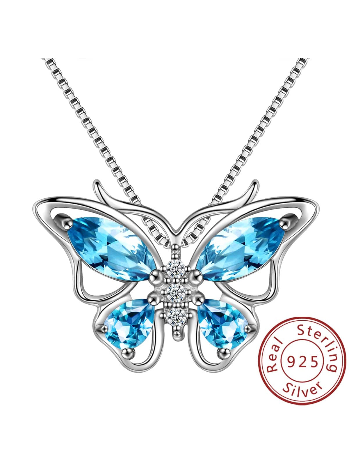 Exquisite Butterfly Shaped Birthstone Pendant Necklace Suitable For Women's Banquet--1