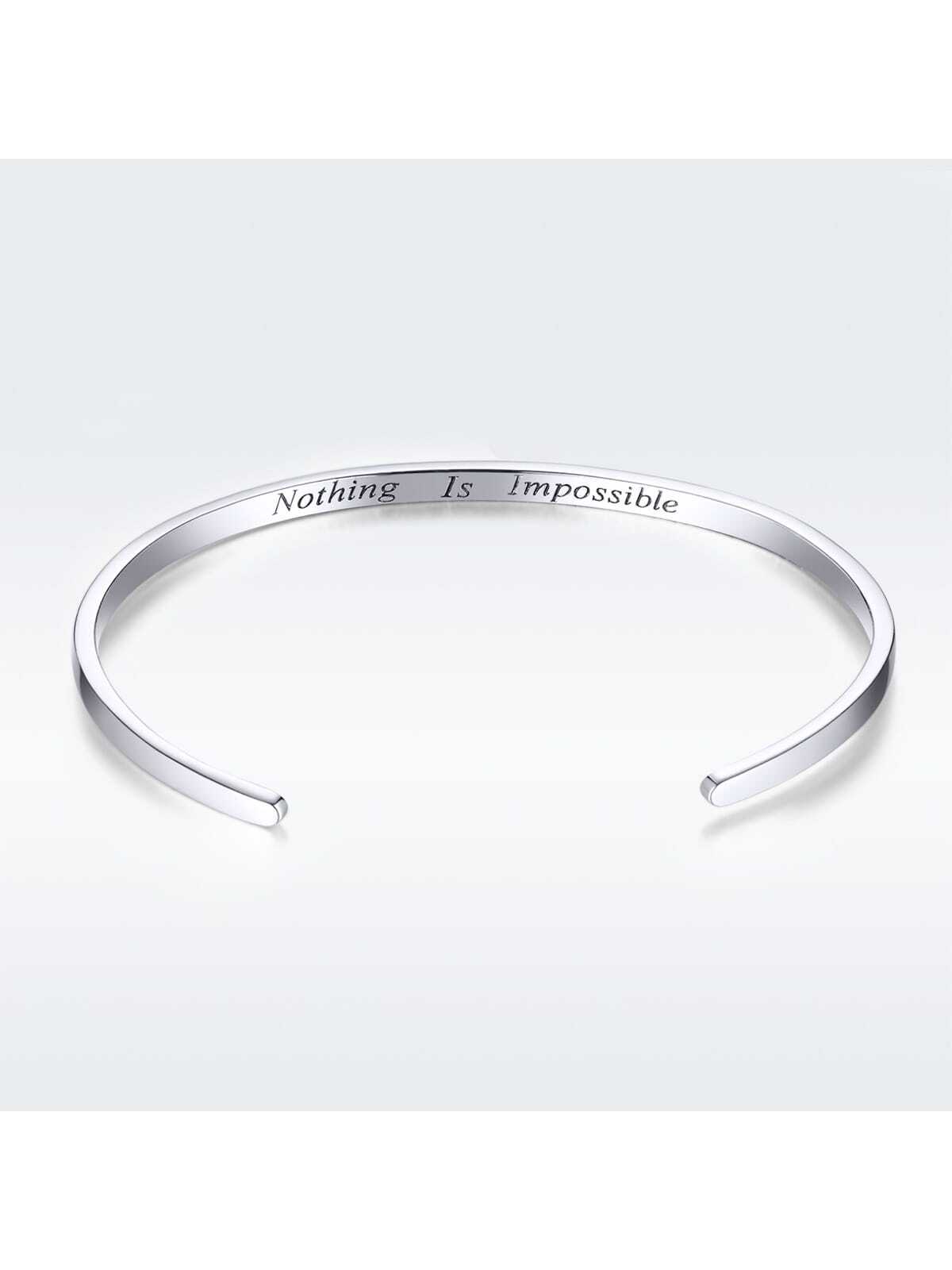 1pc Engrave Courage Bangle \"Nothing is impossible\" Fashion 925 Sterling Silver Jewelry for Man and Women