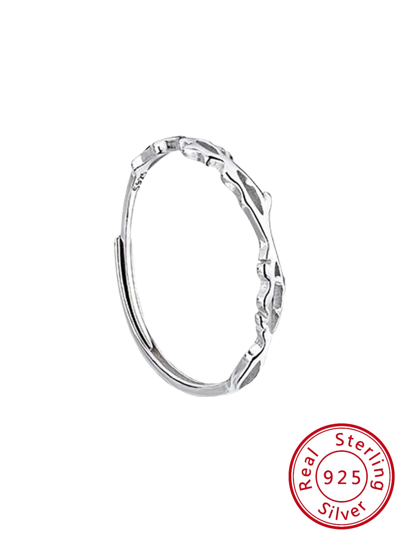 Women's S925 Sterling Silver Adjustable Opening Ring, Simple And Unique Design, Cold-toned Minimalist Style Ring