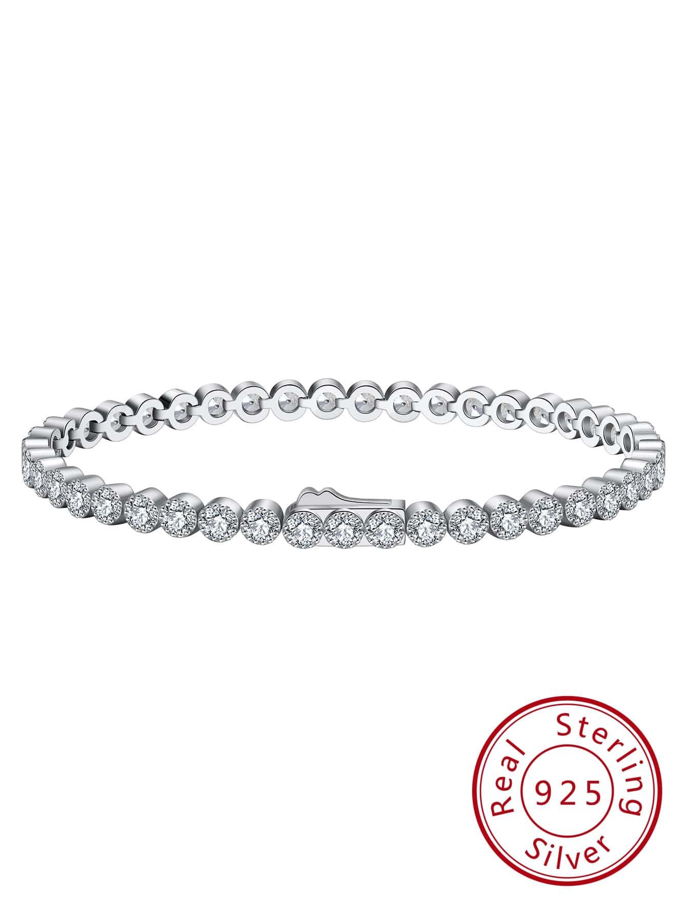 1 PC Genuine 925 Sterling Silver Tennis Bracelet 4A Grade 3mm Cubic Zirconia Hand Chain Women Jewelry for Birthday Anniversary Day Wedding Engagement Gift