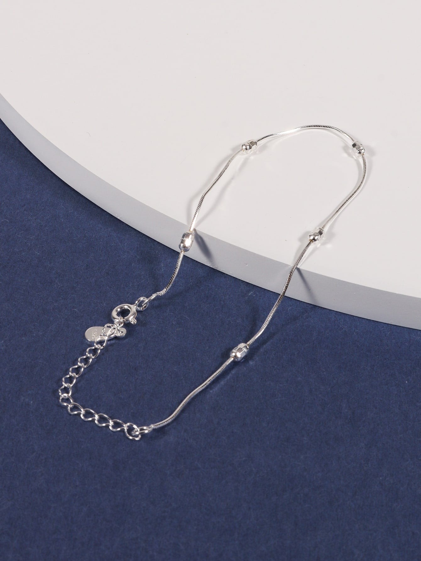 1pc Fashion Bead Decor Sterling Silver Bracelet For Women For Gift