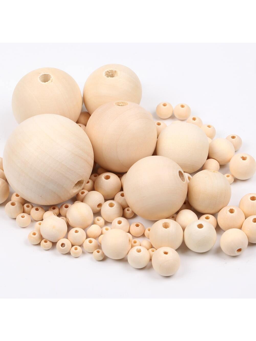 DIY 4-50mm Natural Wood Beads Round Spacer Wooden Pearl Lead-Free Balls Charms For Jewelry Making Handmade Accessories1-1000pcs-Apricot-1