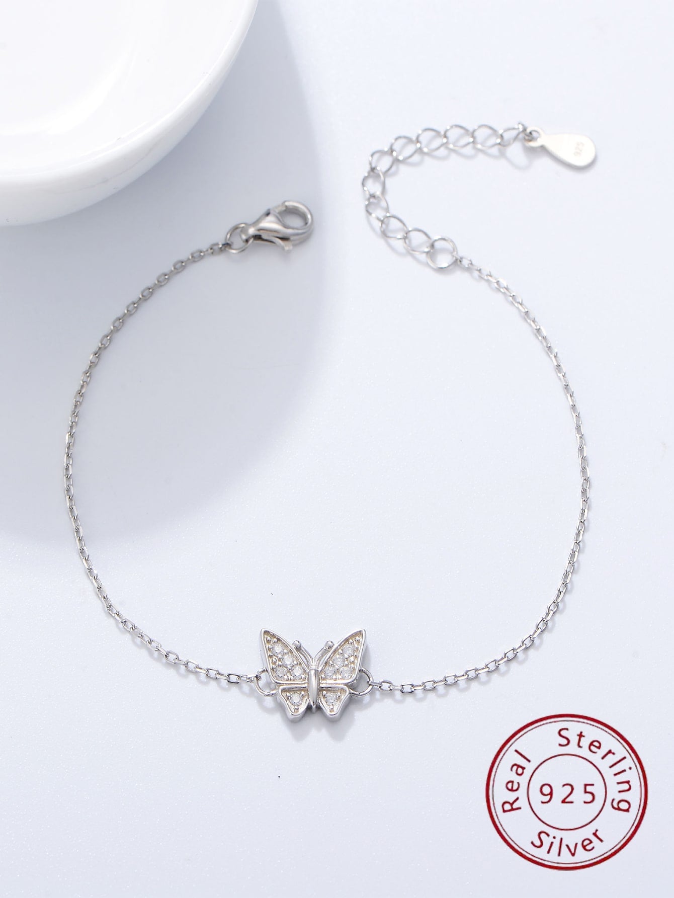 1pc Exquisite & Delicate 8a Zirconia Butterfly Design Bracelet With Rhinestone Detail, European & American Style