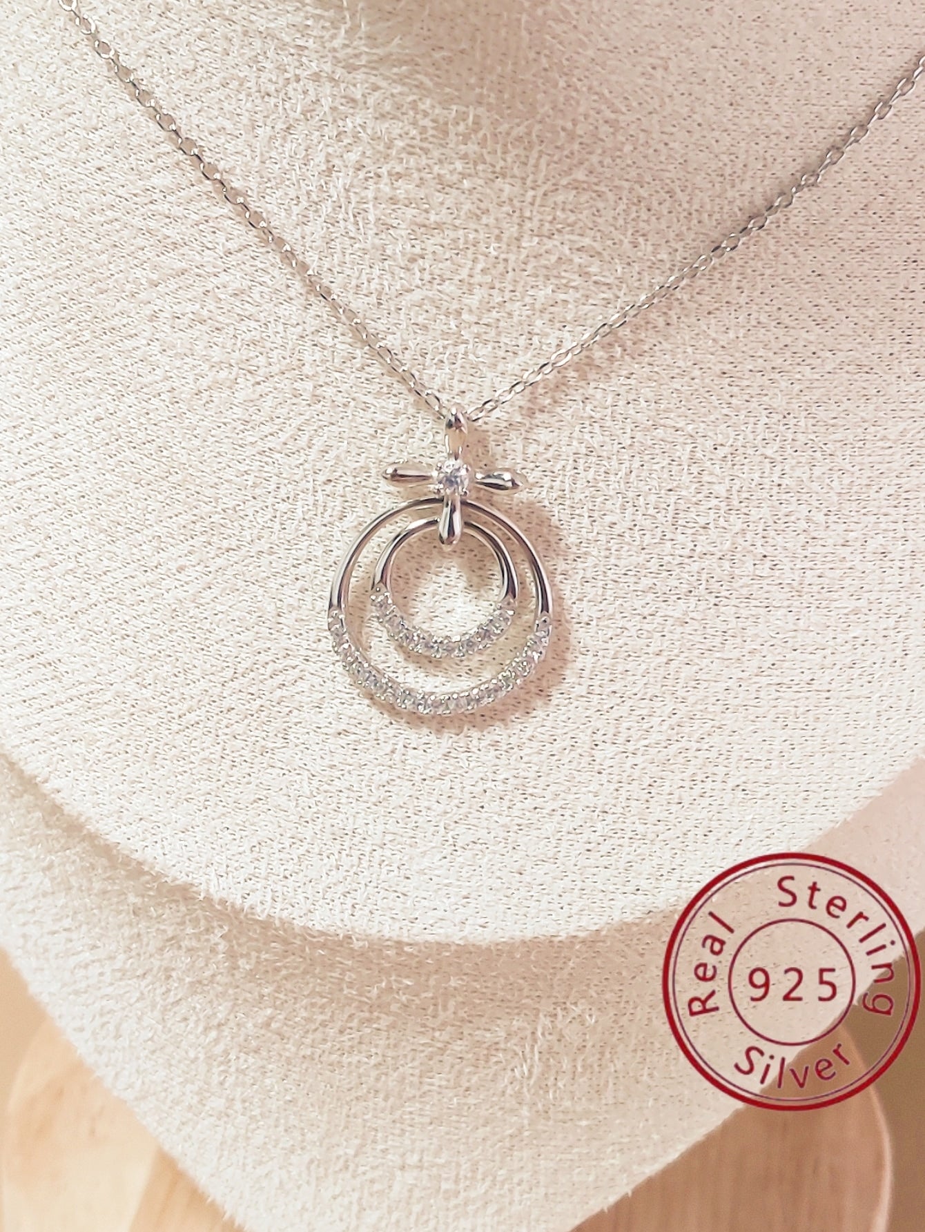 1pc Classic Fashionable 925 Sterling Silver Dynamic Circle Pendant Necklace, Silver, For Birthday/party Gift