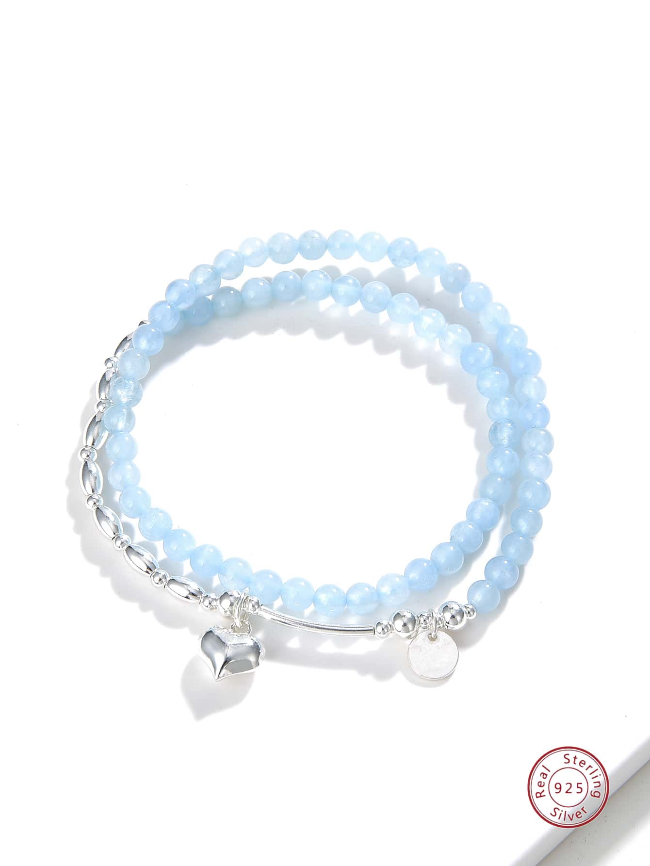 1pc Elegant And Romantic 925 Sterling Silver Blue Topaz Heart Shaped Bracelet, Great Gift For Dating