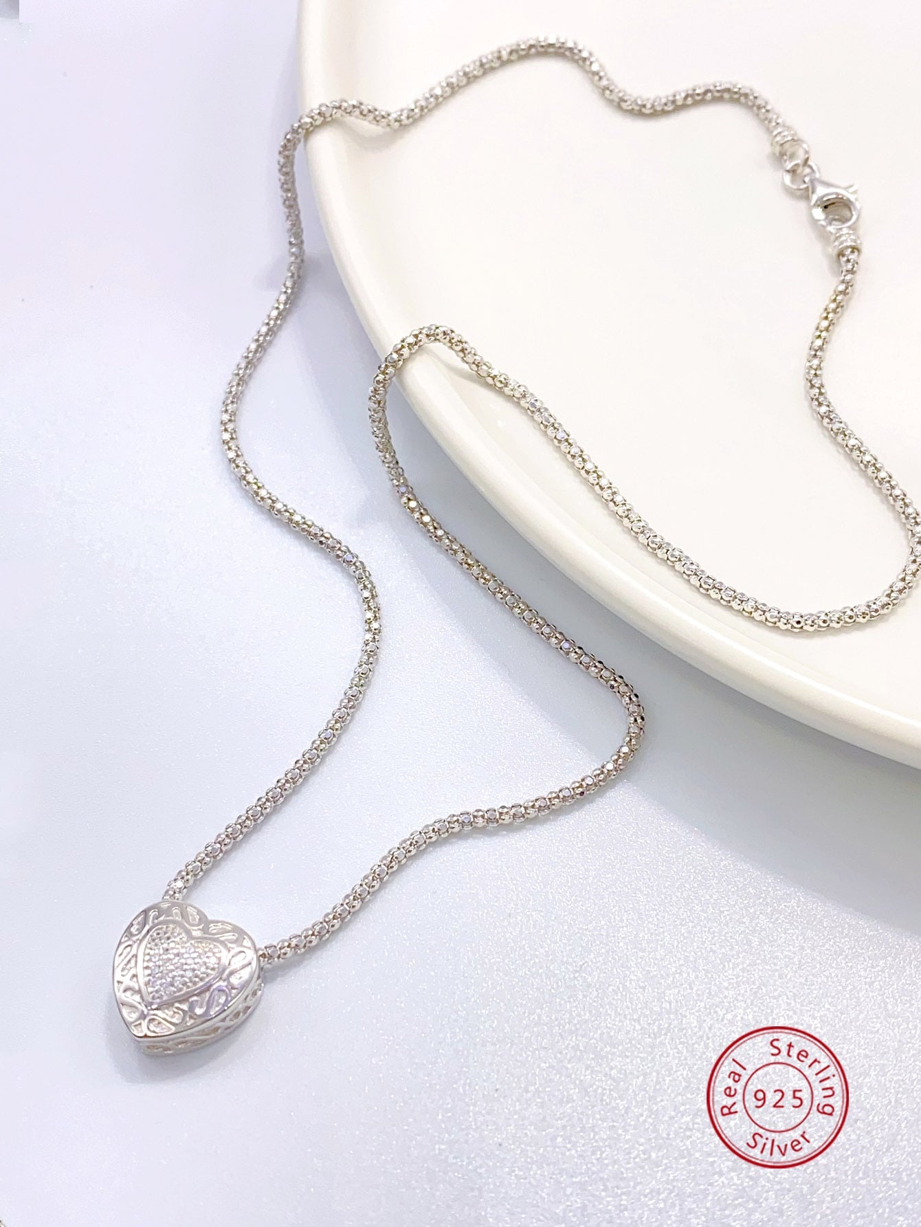 1pc Elegant And Luxury 925 Sterling Silver & Zirconia Women's Necklace, Perfect For Summer Wedding Anniversary, Jewelry