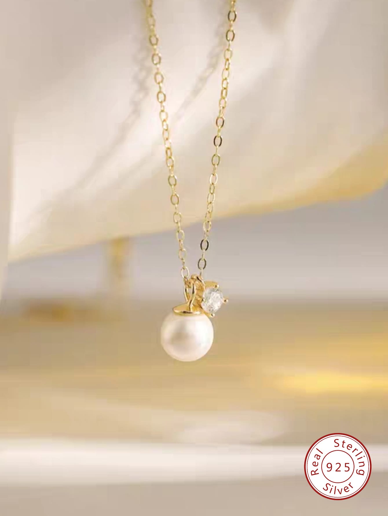 1pc Delicate Pearl Pendant Necklace For Women s925 Sterling Silver Elegant Clavicle Necklace Fine Jewelry For Wedding Prom Party Gifts For Girls