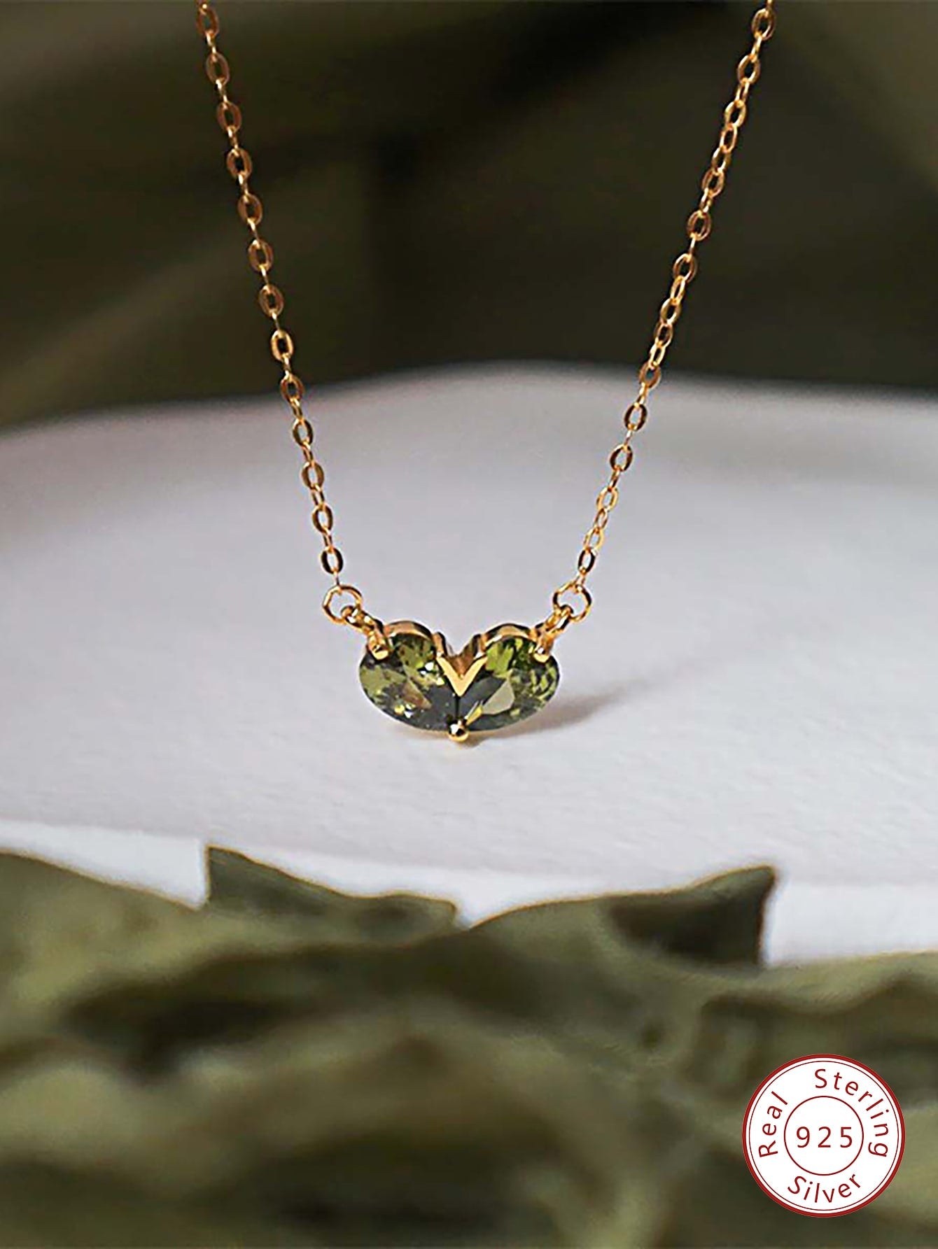 1pc Green Bud Heart Necklace For Women s925 Sterling Silver Summer Small Fresh Style Necklace Fine Jewelry For Girls Daily Date